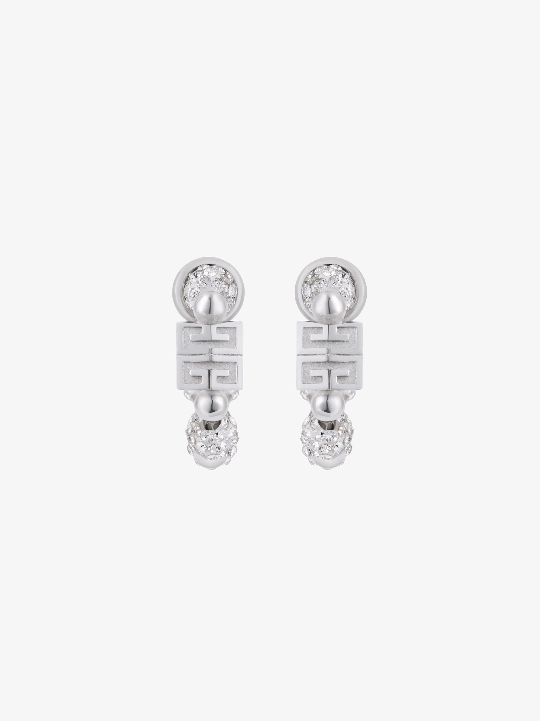 4G earrings in metal with crystals Product Image