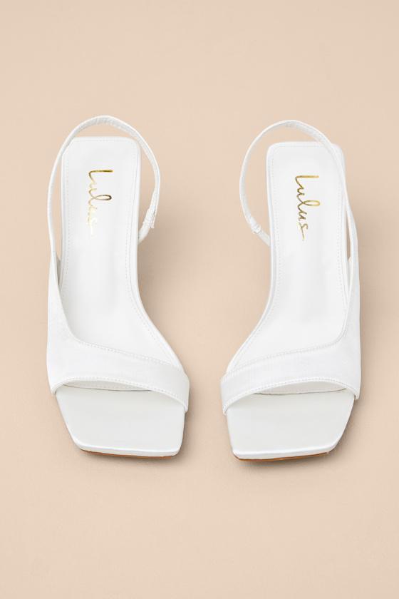Romillie White Satin Slingback High Heel Sandals Product Image