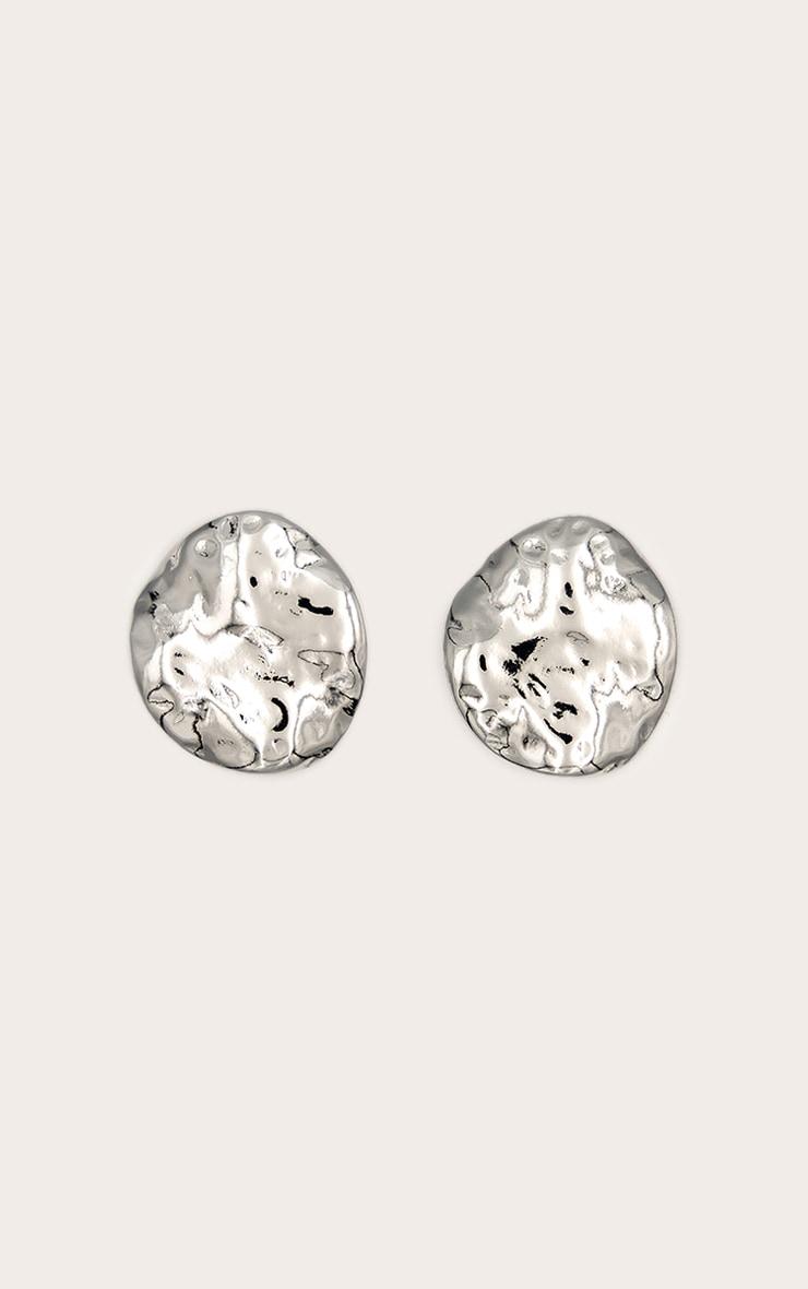 Silver Molten Round Stud Earrings Product Image