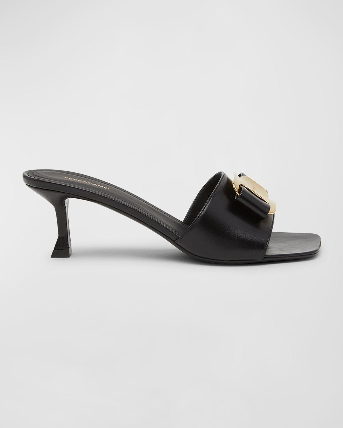 Zelie Leather Bow Mule Sandals Product Image