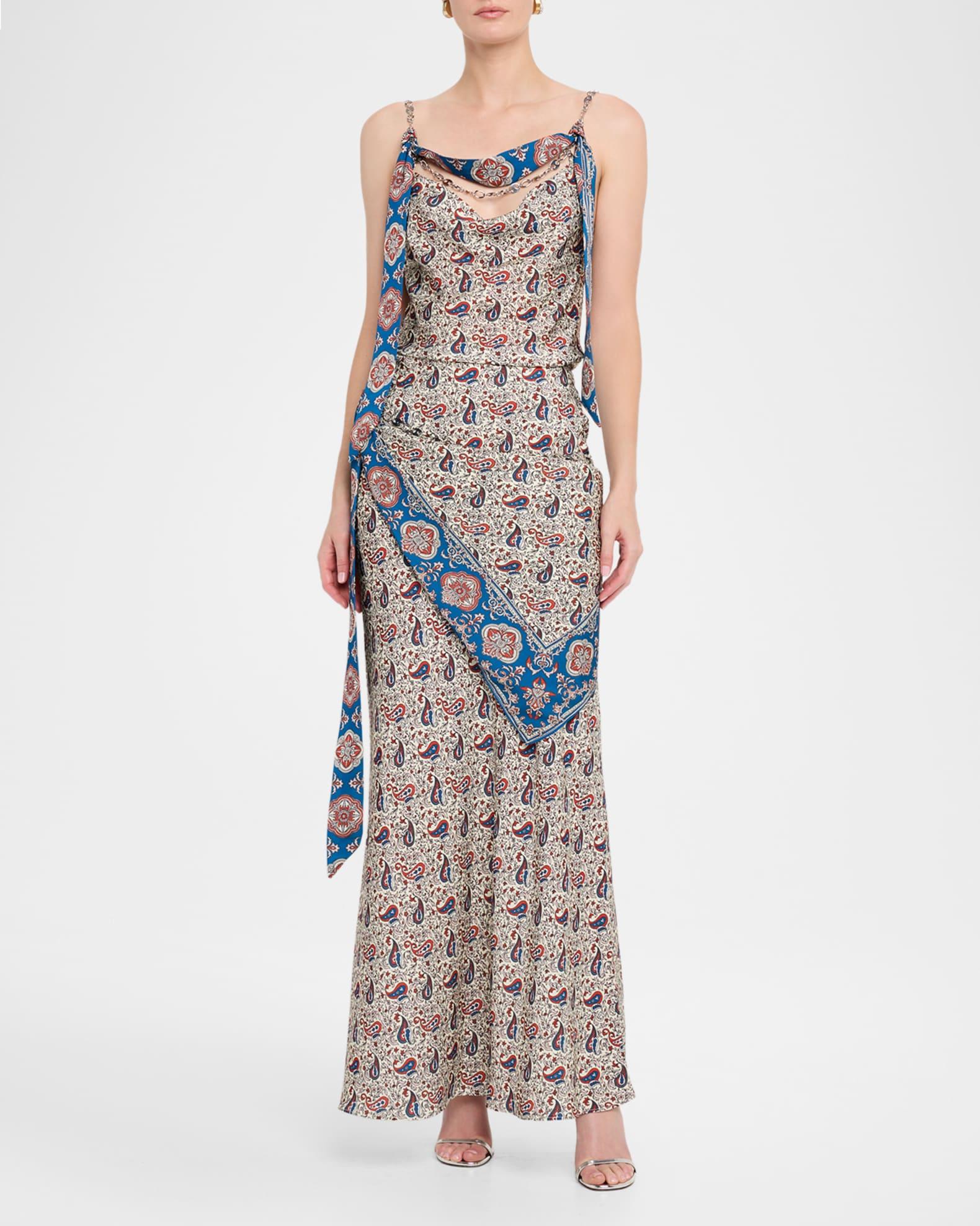 Paisley Satin Cowl-Neck Chain Cami Product Image