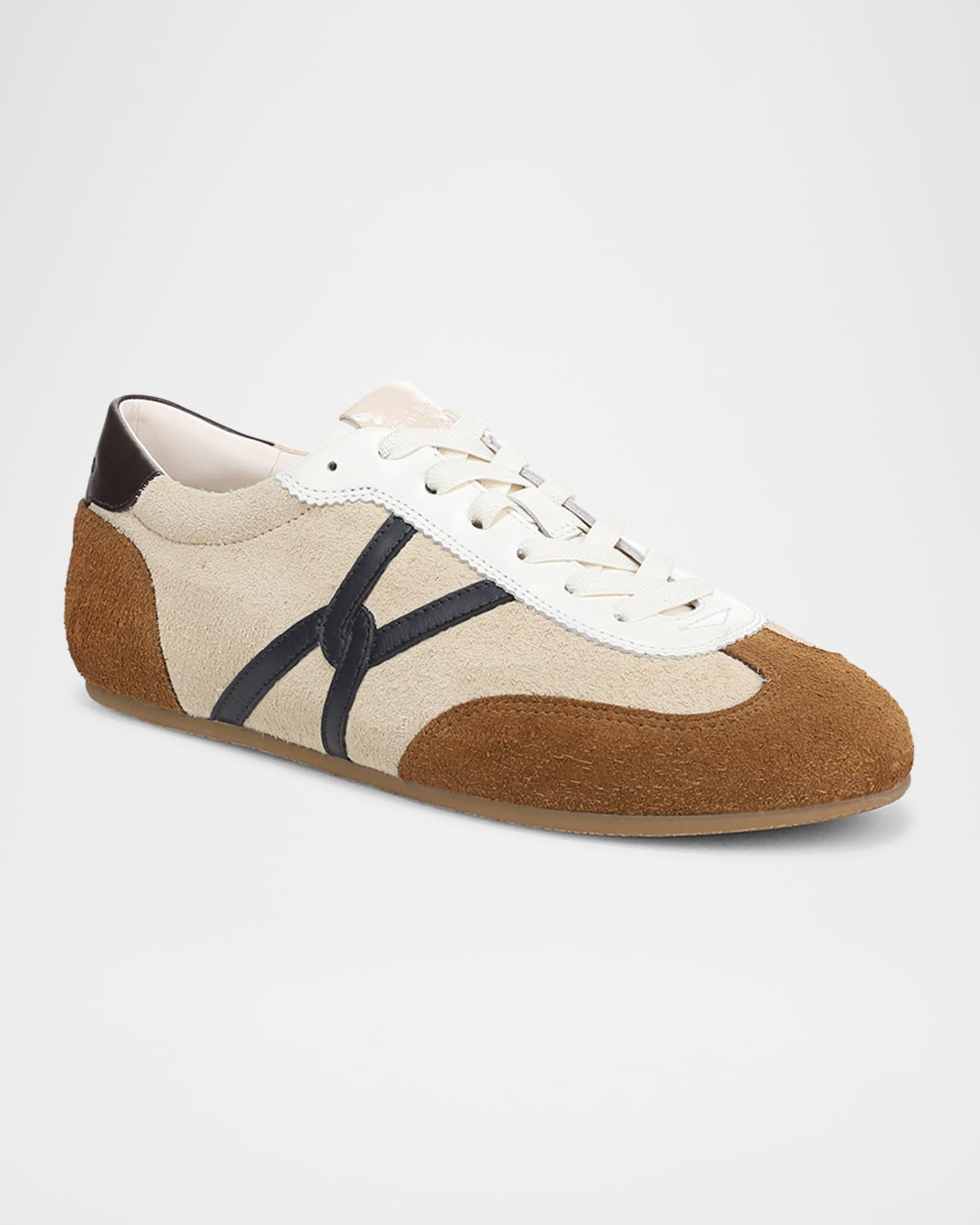 Riviera Mixed Leather Slim Trainer Sneakers  Product Image