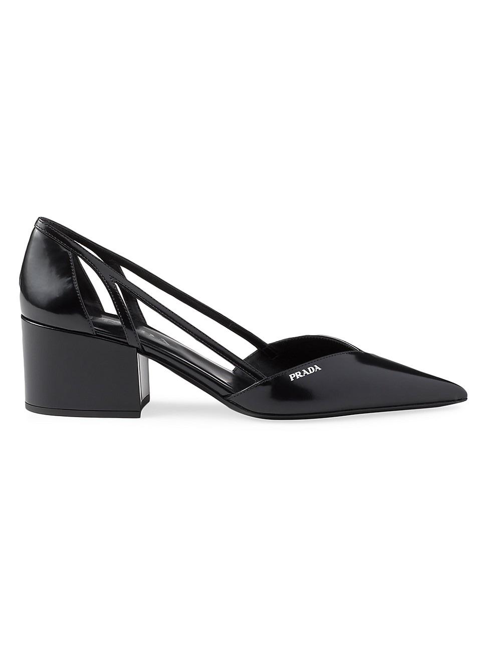 Womens Brushed Leather Cut-Out Pumps Product Image