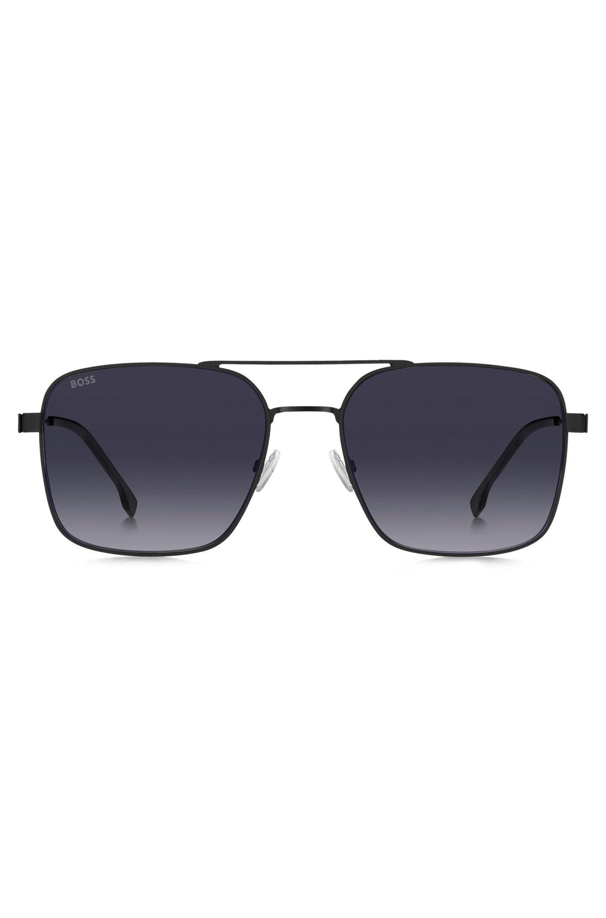 Double-bridge sunglasses in black steel Product Image