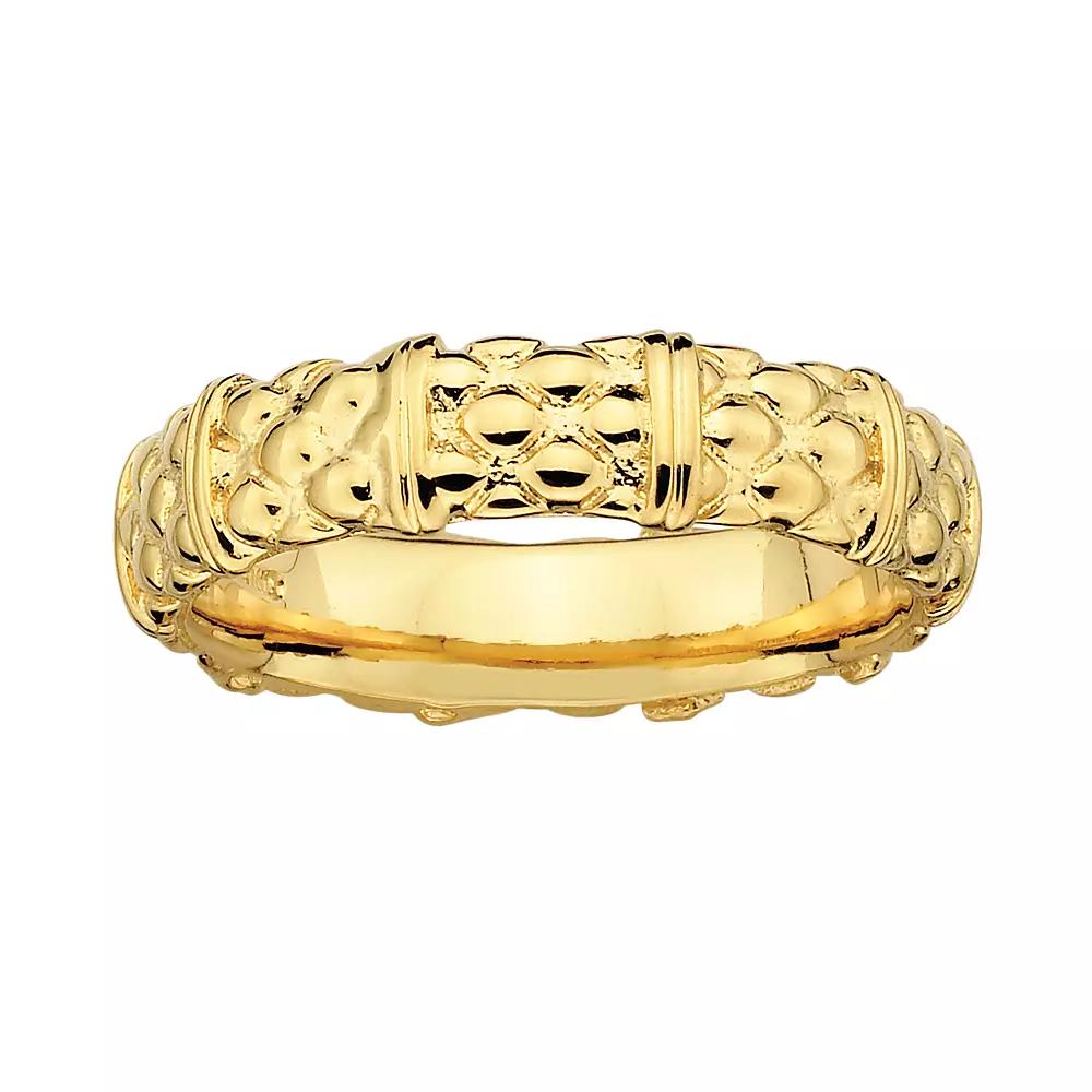 Stacks & Stones 18k Gold Over Silver Textured Stack Ring, Women's, Size: 10 Product Image
