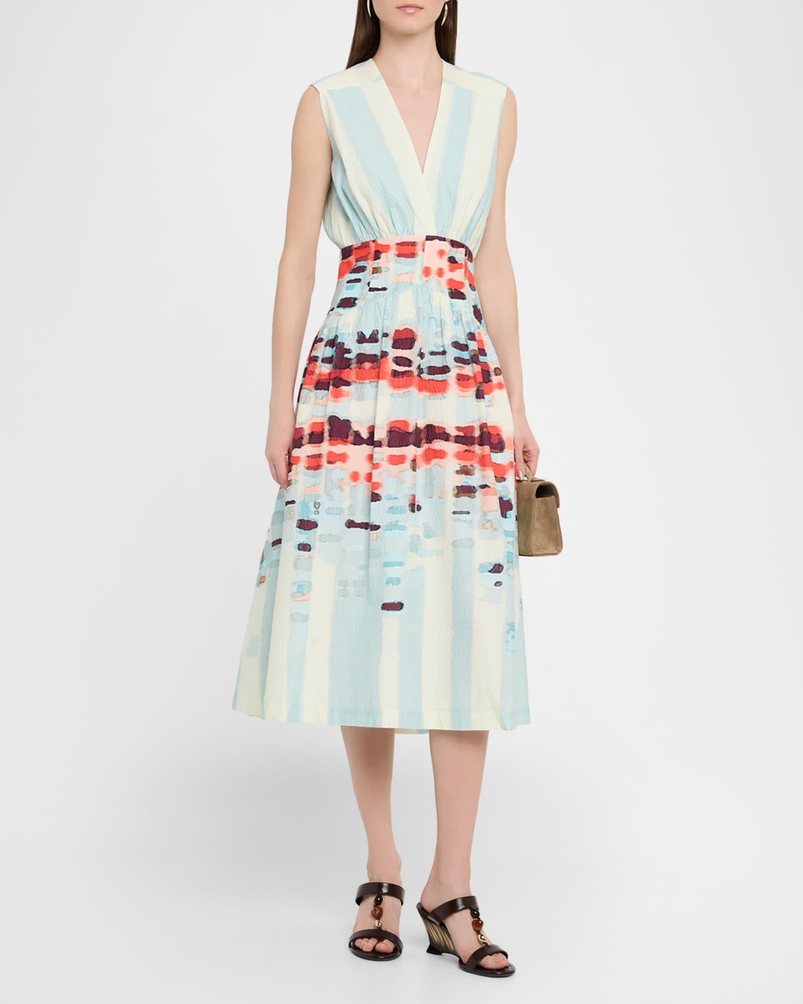 Jocelyn Sleeveless Cotton-Stretch A-Line Midi Dress Product Image