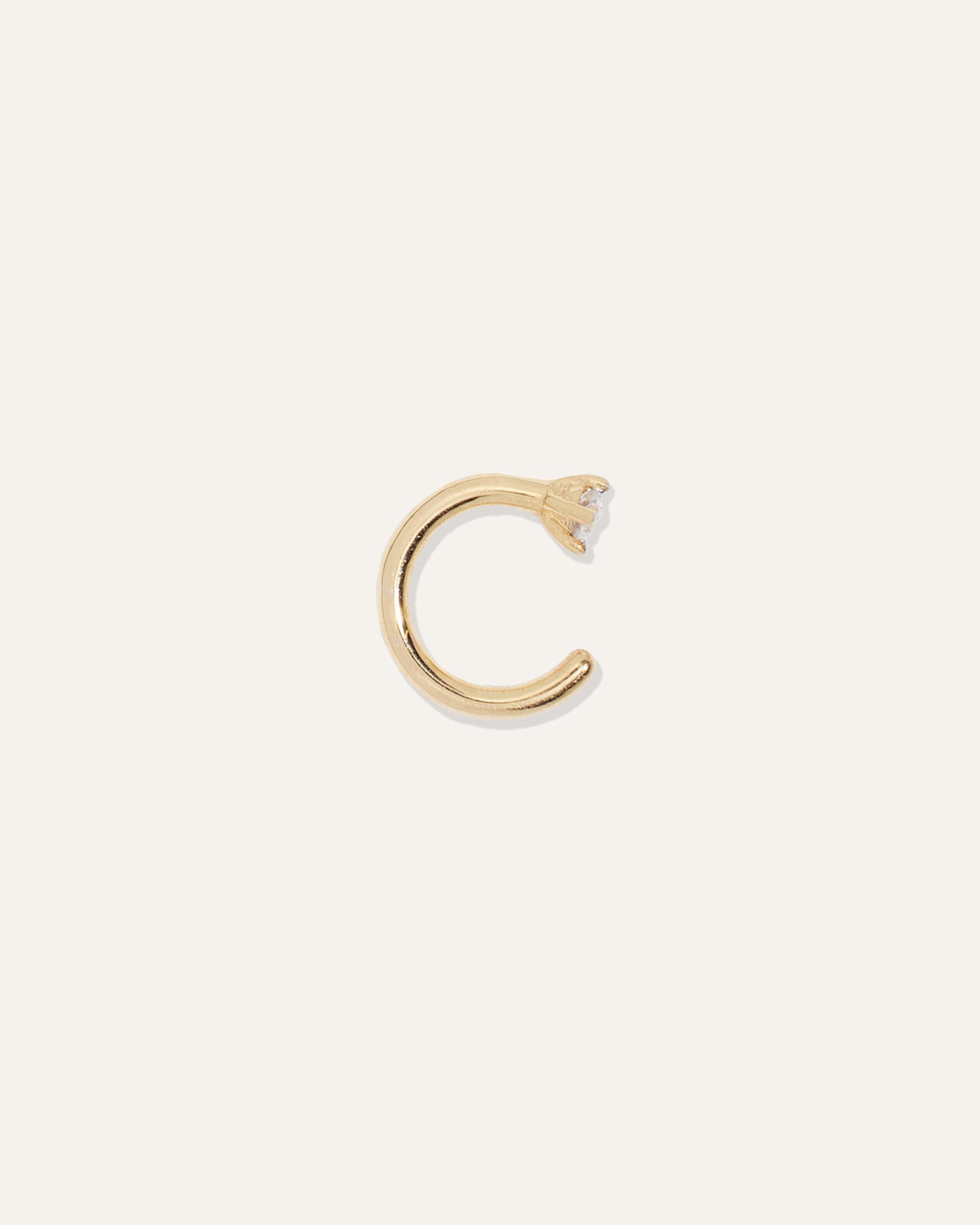Quince | Women's 14K Gold Diamond Single Open Reverse Huggie Product Image