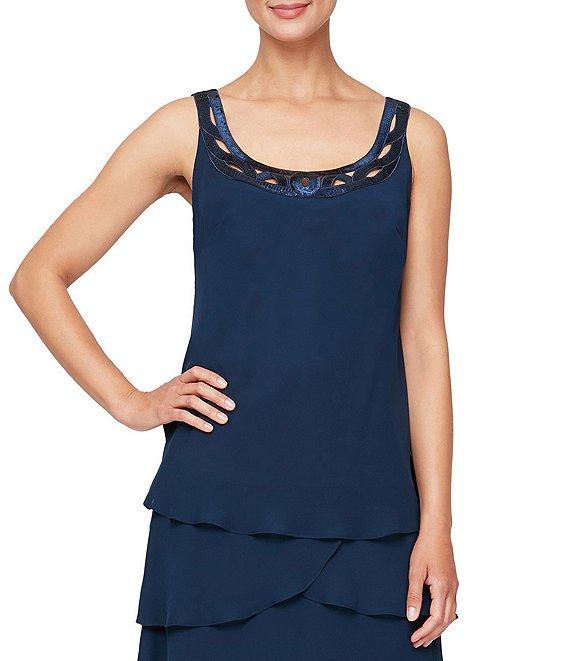 Ignite Evenings Petite Size Sequin Trim Scoop Neck Long Sleeve Tiered Jacket Dress Product Image