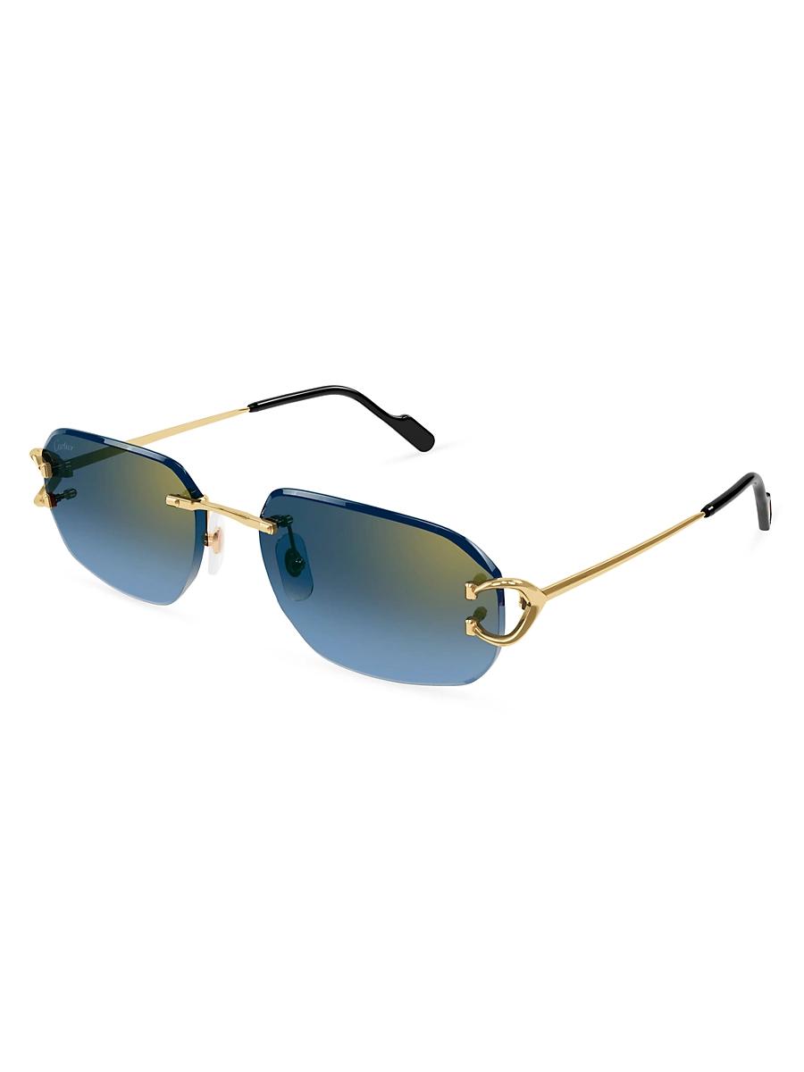 Mens Horsebit Top Bar 55MM Square Sunglasses Product Image
