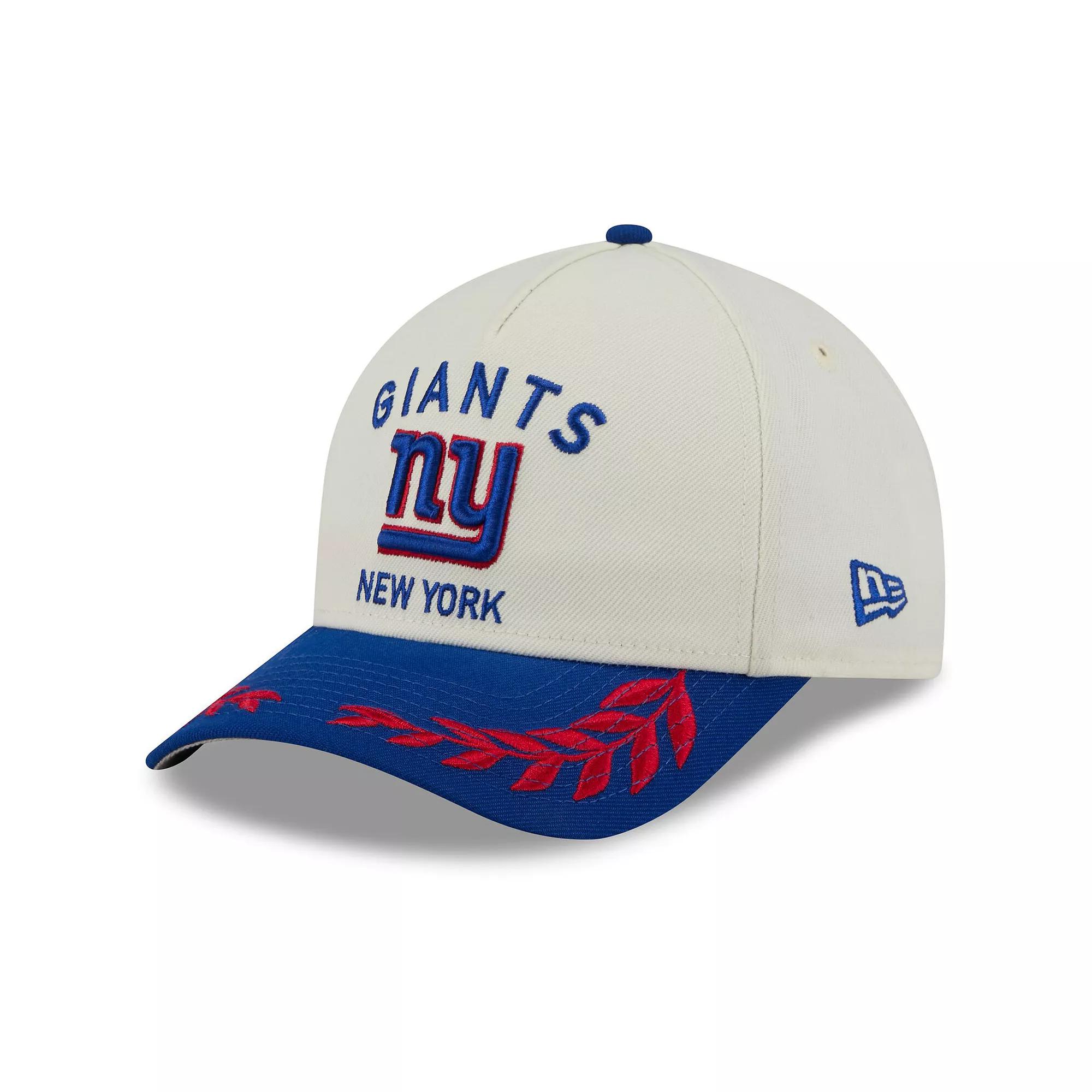 Men's New Era Cream/Royal New York Giants 2025 NFL Draft 9FORTY A-Frame M-Crown Adjustable Hat, Beige Product Image