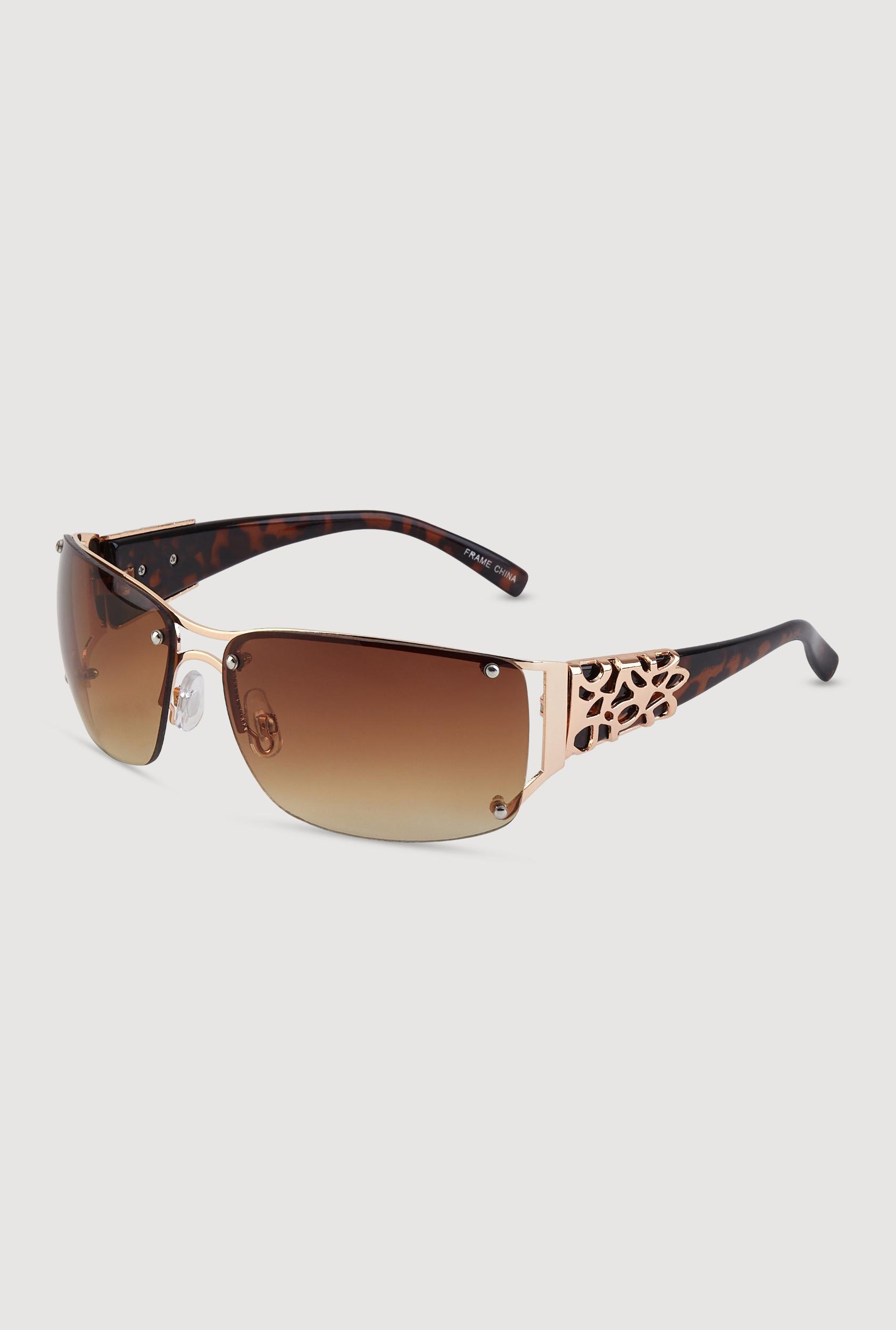 Leopard Print Metallic Detail Ombre Lens Sunglasses Unisex Product Image
