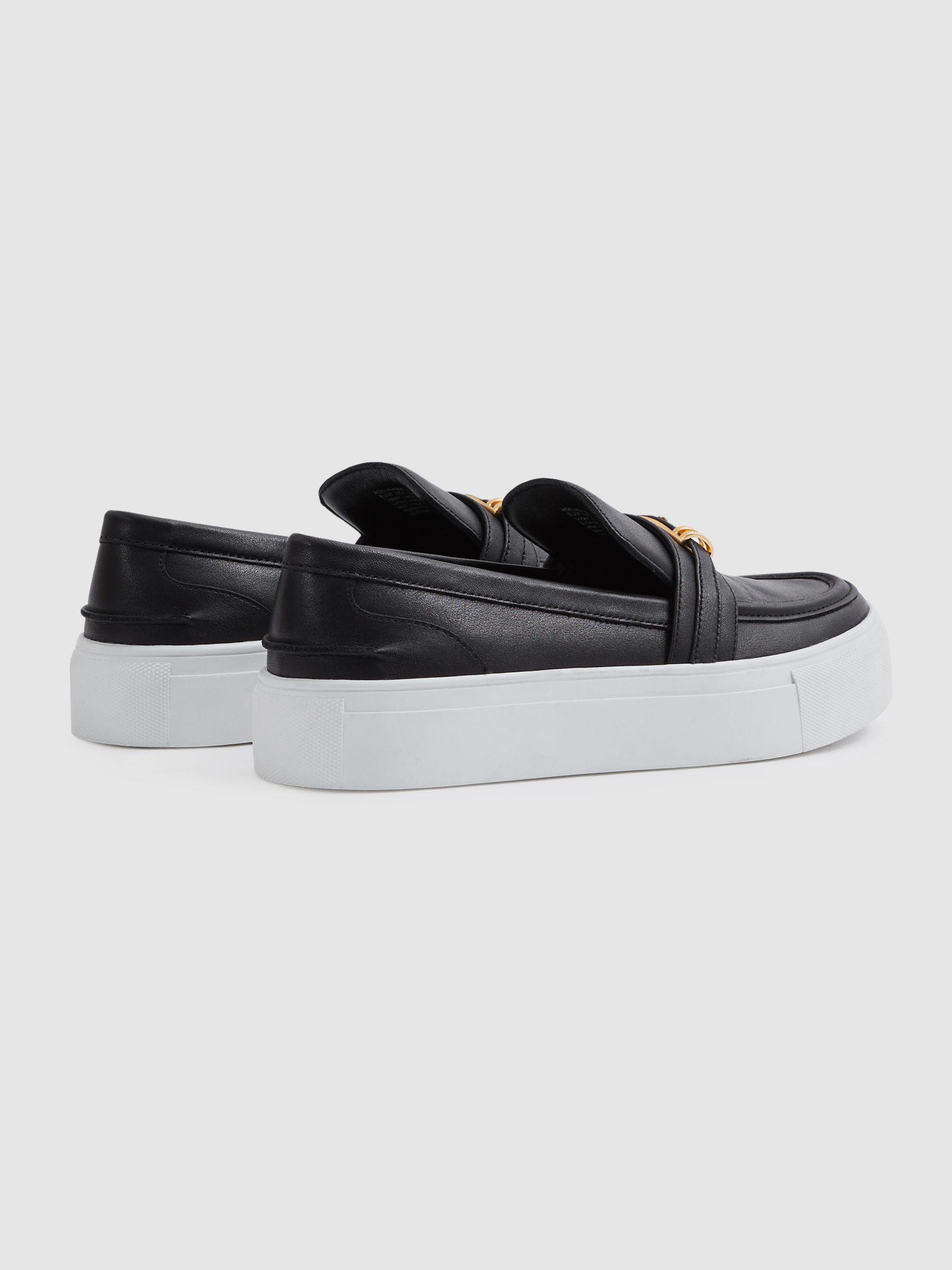 Leather Loafer Trainers in Black Product Image