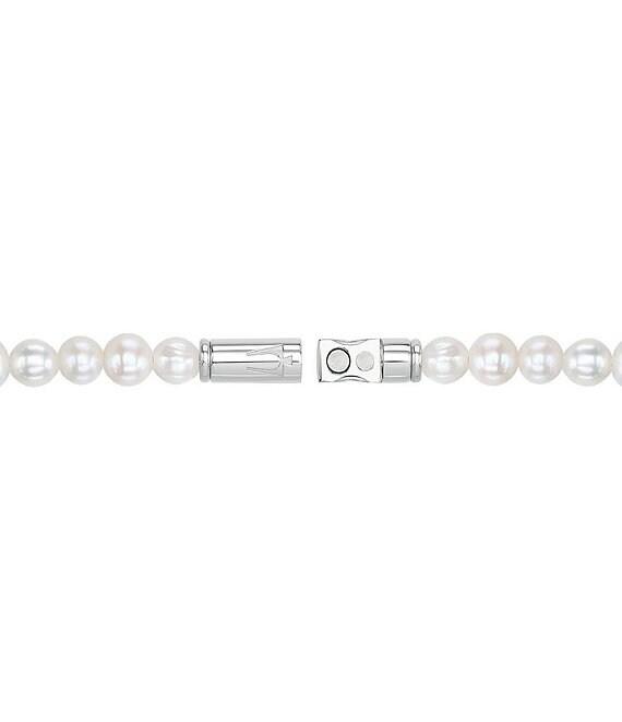 Bulova Men's Freshwater Pearl Beaded Sterling Silver Line Bracelet Product Image