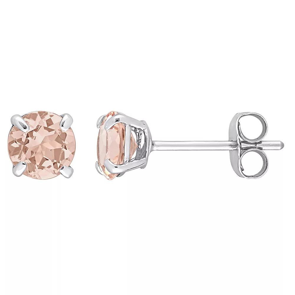 Stella Grace 10K White Gold Morganite Solitaire Stud Earrings, Womens, 10k Whgold Product Image