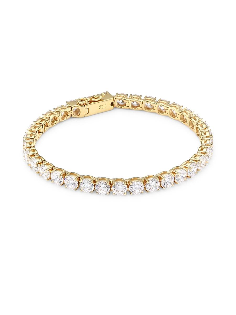 Womens 18K-Gold-Plated Sterling & Cubic Zirconia Tennis Bracelet - Product Image