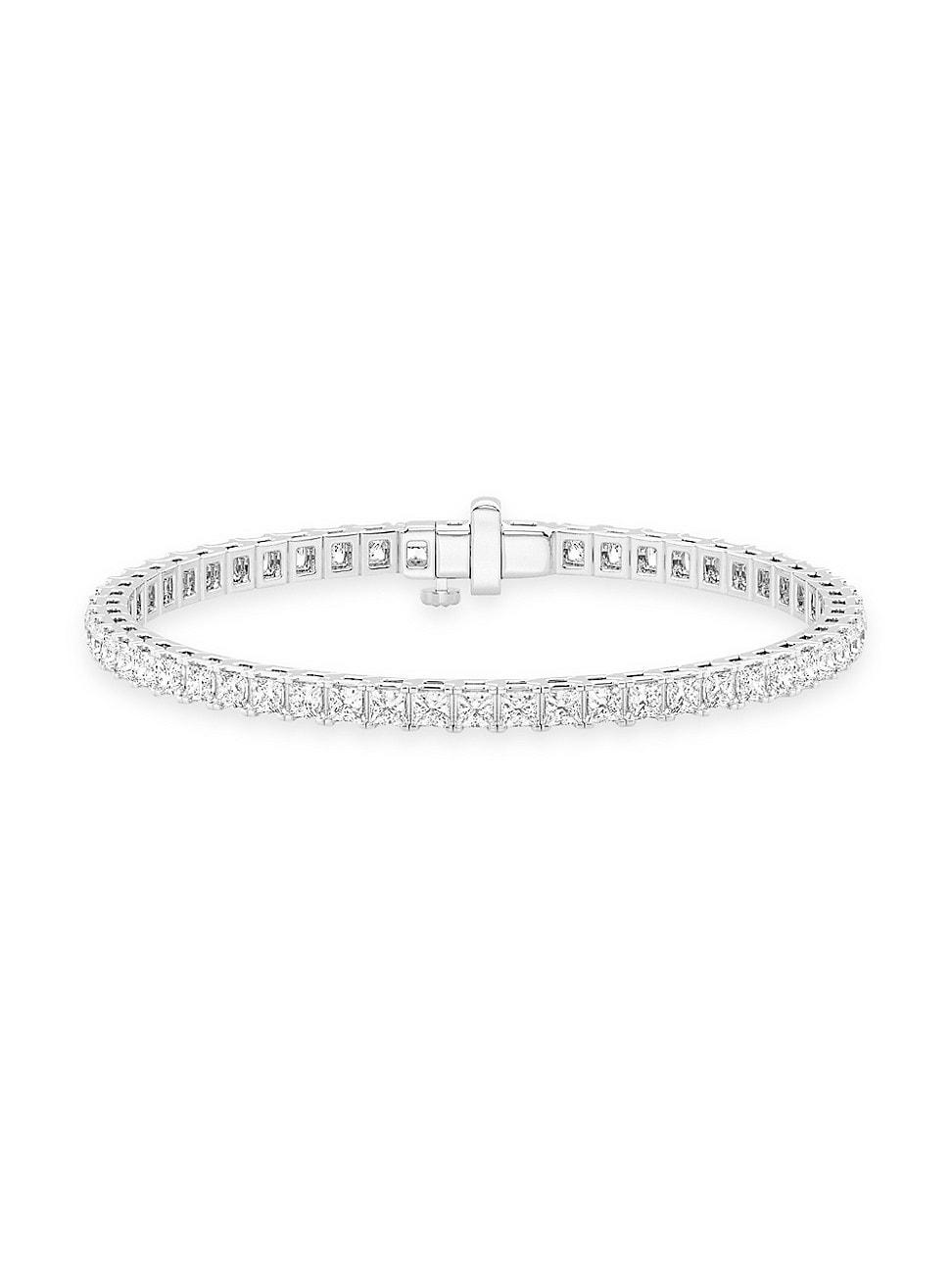 Womens 14K White Gold & 5 TCW Princess-Cut Natural Diamond Tennis Bracelet Product Image