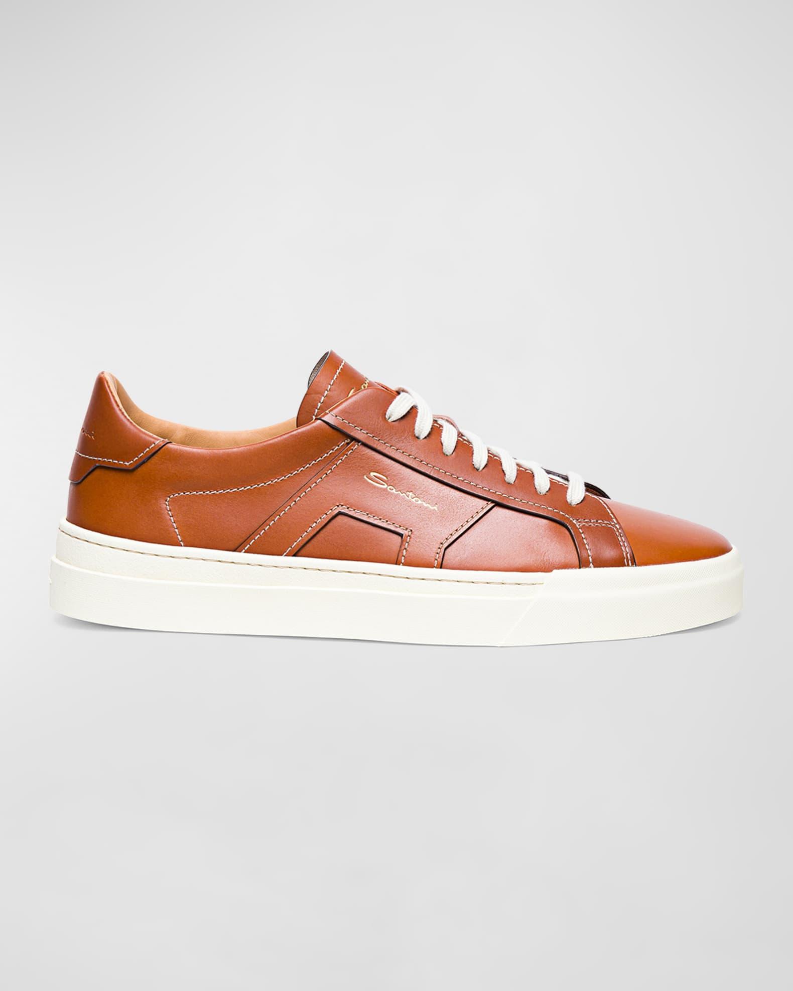 Men's Low-Top Leather Sneakers  Product Image