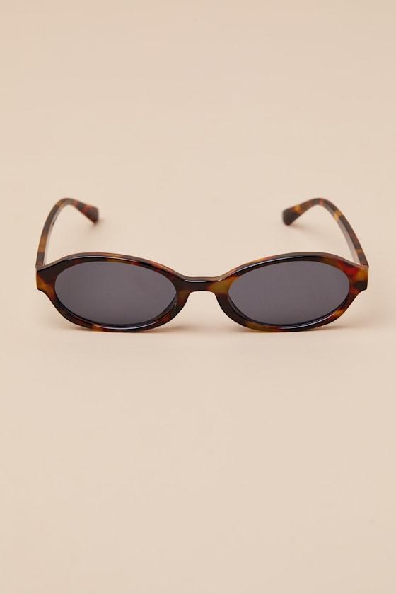 Kannon Brown Tortoiseshell Small Oval Sunglasses Product Image