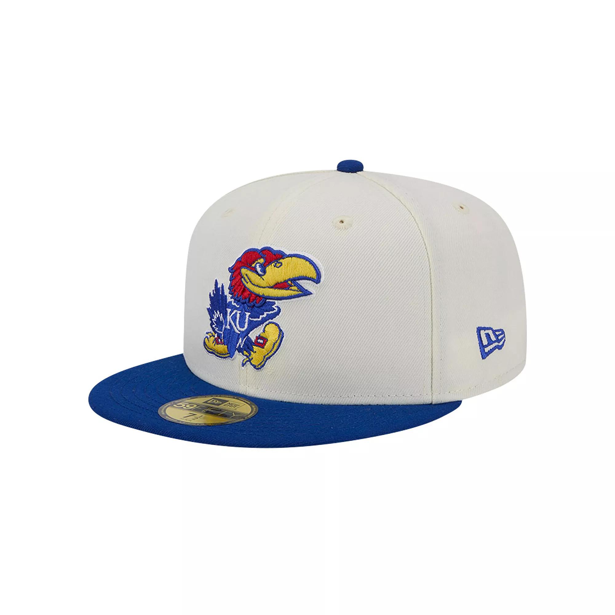 Men's New Era Kansas Jayhawks Chrome White Vintage 59FIFTY Fitted Hat, Size: 7 Product Image