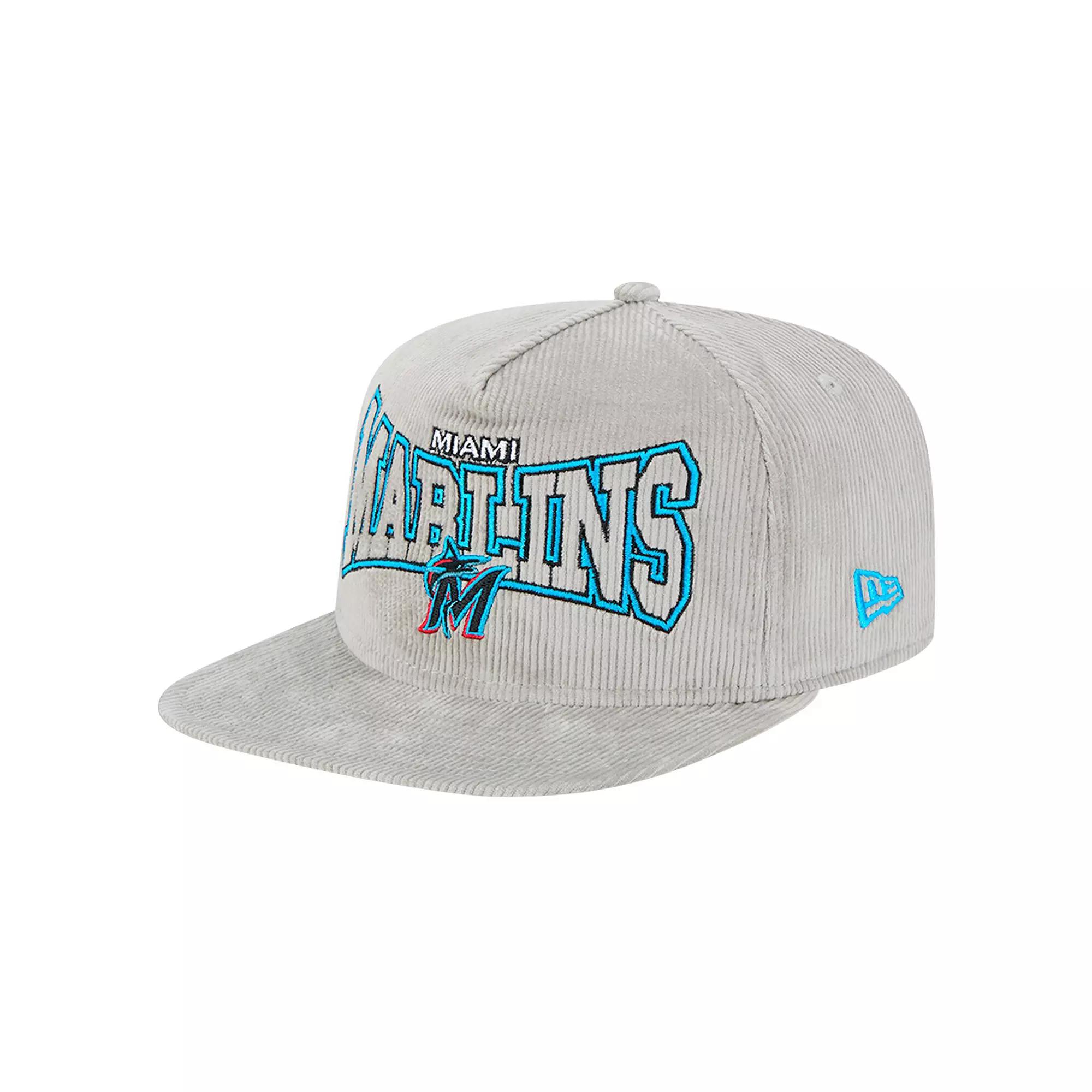 Men's New Era Gray Miami Marlins Corduroy Golfer Snapback Hat, Grey Product Image