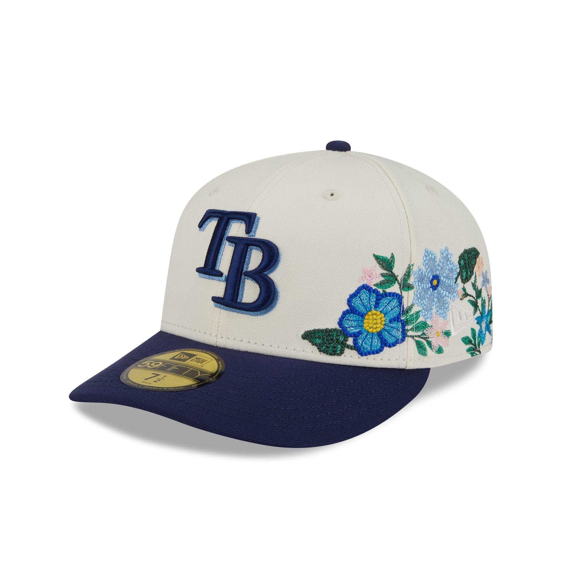 Tampa Bay Rays Tonal Florals White 59FIFTY Fitted Hat Male Product Image