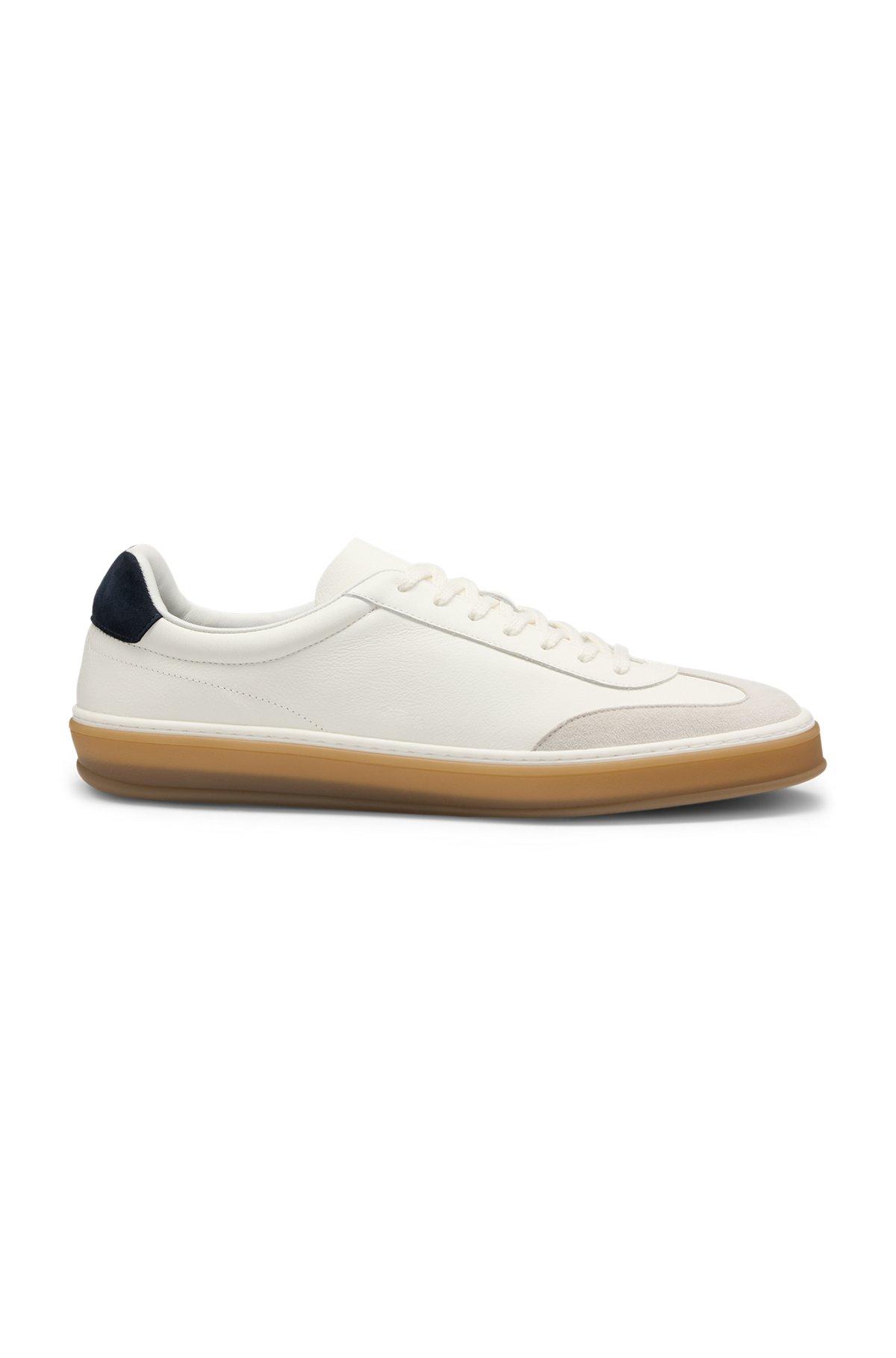 BOSS - BECKHAM x BOSS leather trainers with suede trims - White Product Image