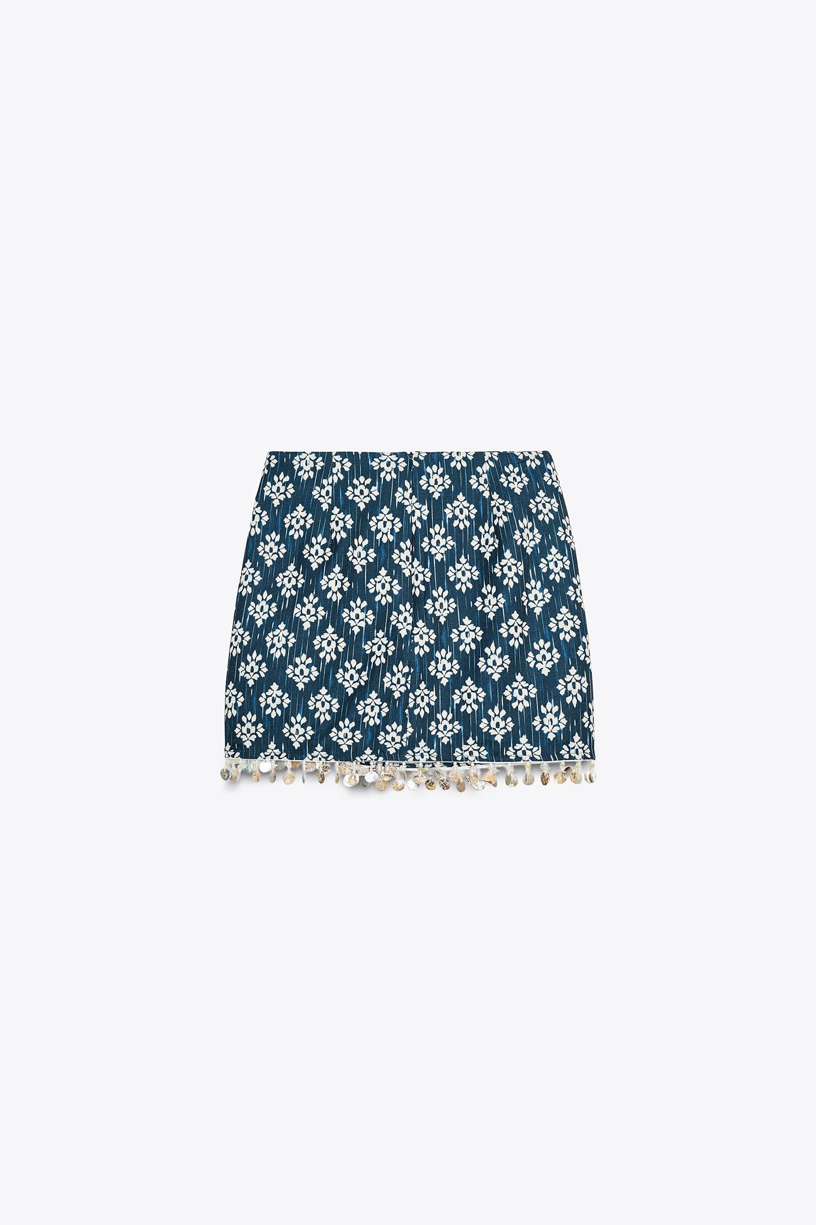 BEADED PRINTED SKORT Product Image