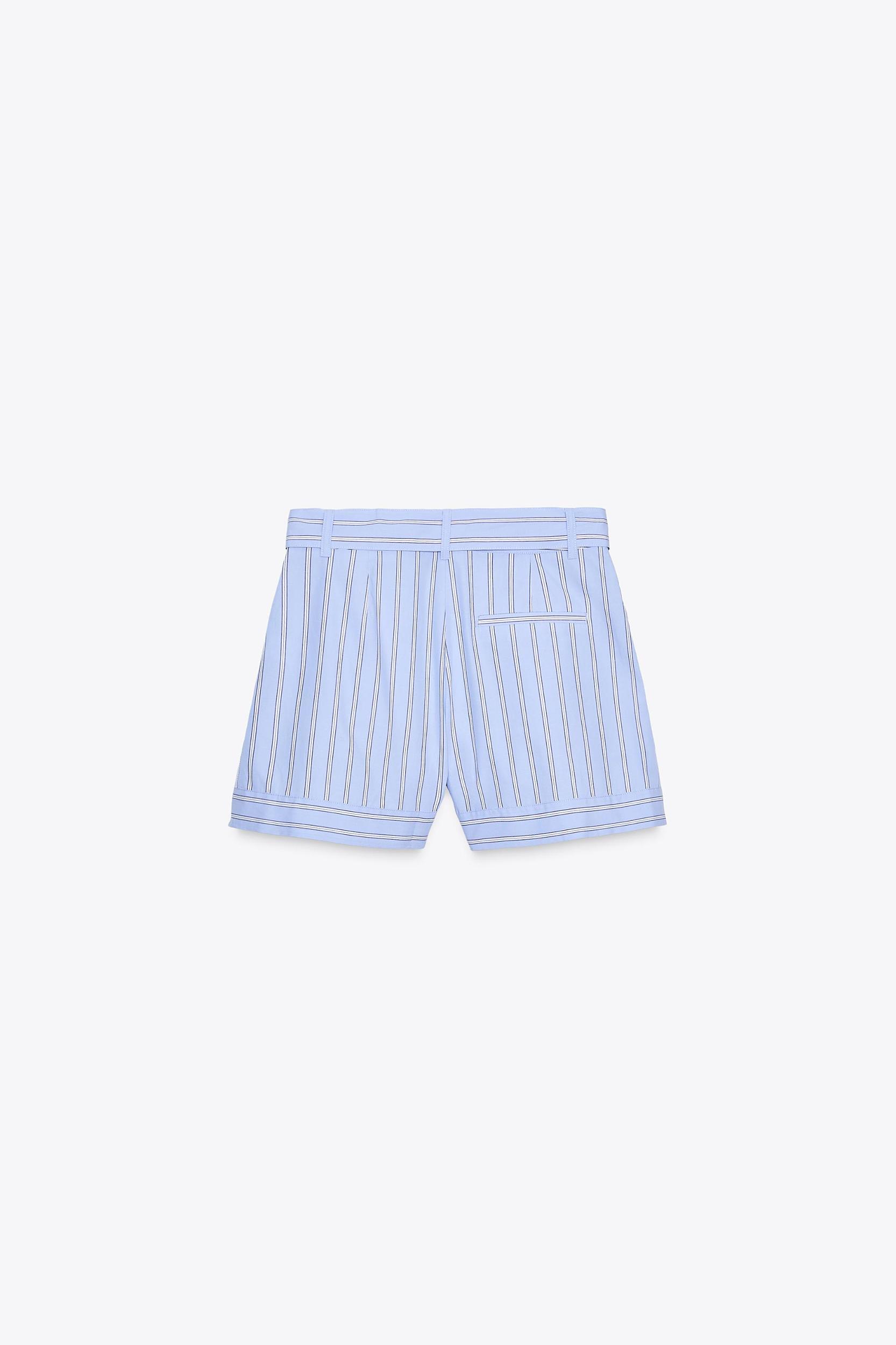 STRIPED BELTED SHORTS Product Image