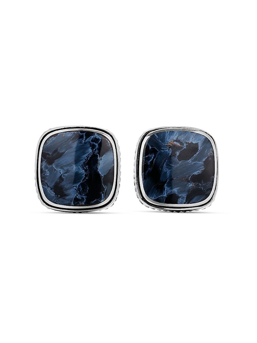 Mens Exotic Stone Cuff Links with Gemstones in Silver, 18mm Product Image