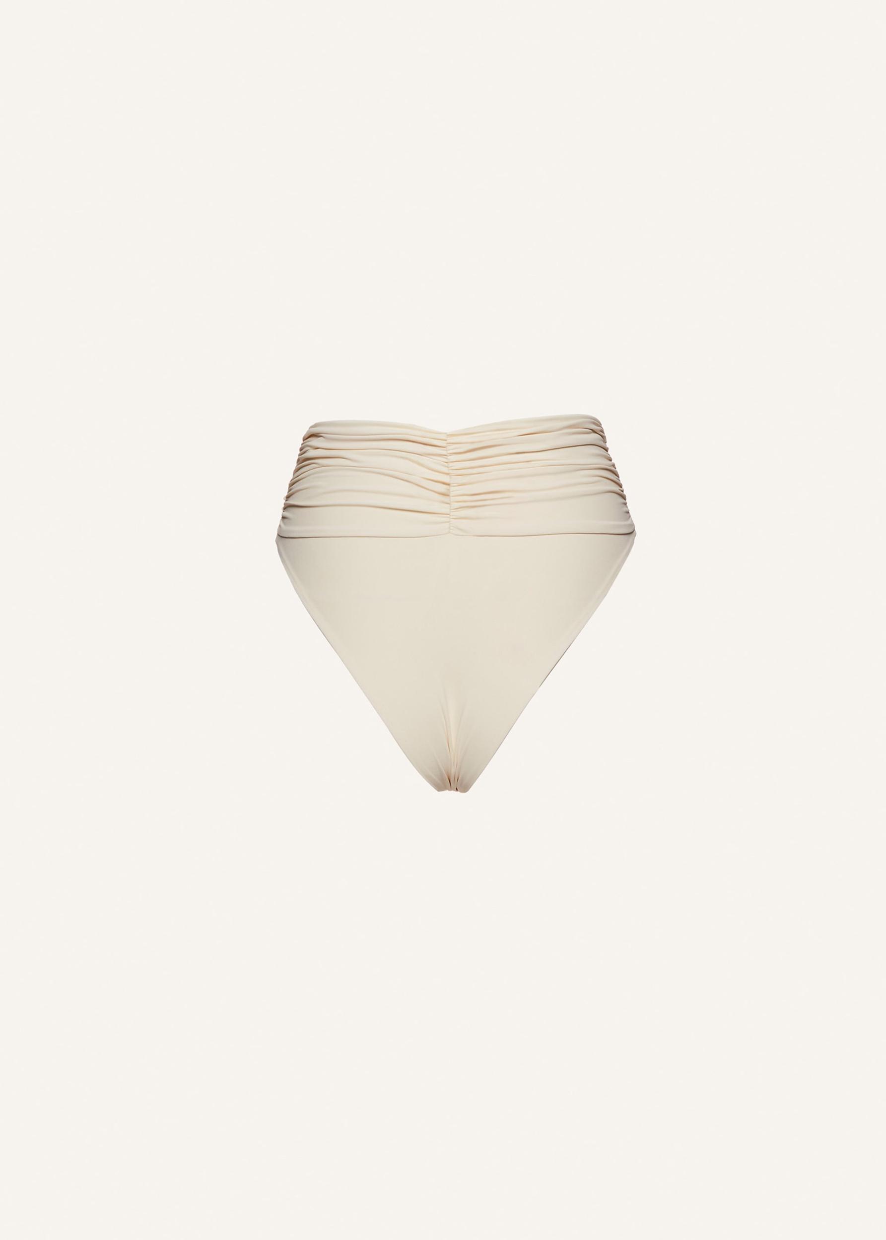 High-waisted flower appliqué swim bottom in cream Product Image