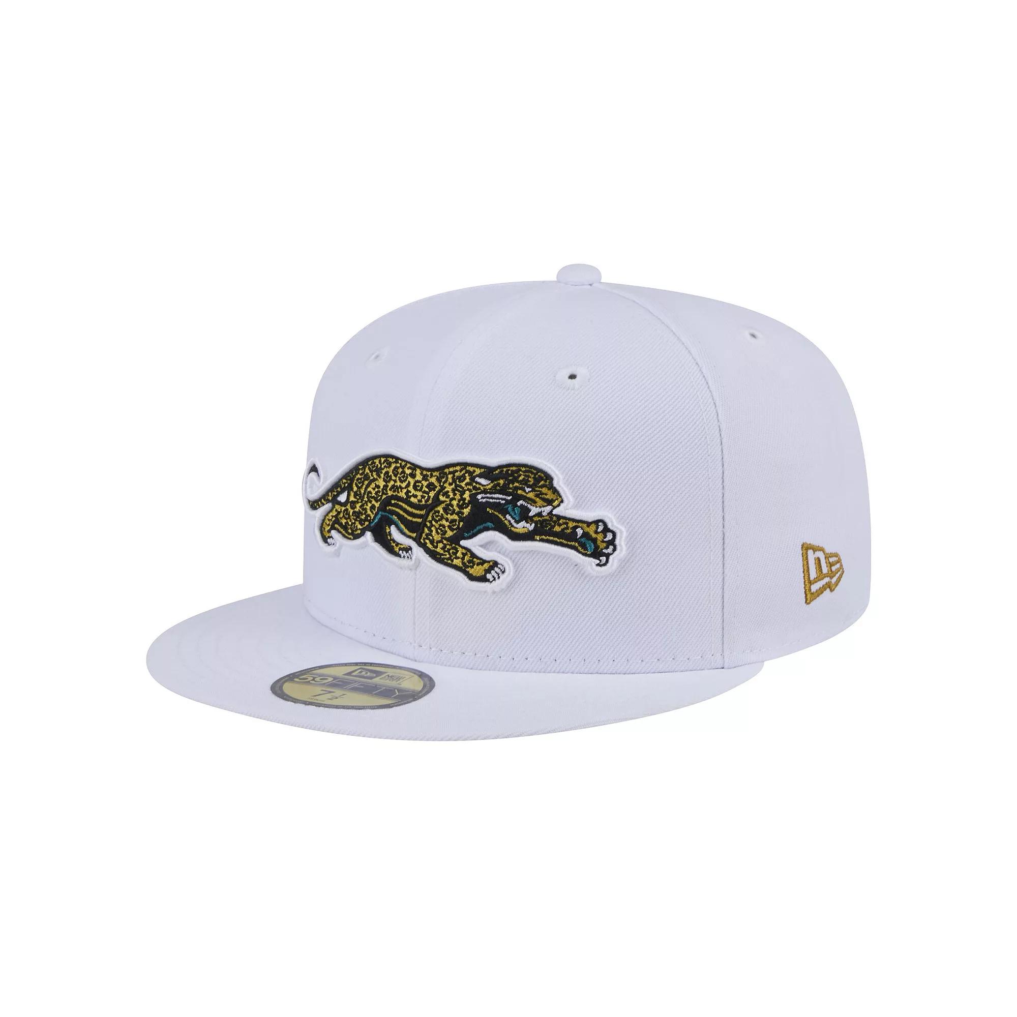 Men's New Era  White Jacksonville Jaguars Throwback Crawl Omaha 59FIFTY Fitted Hat, Size: 7 5/8 Product Image