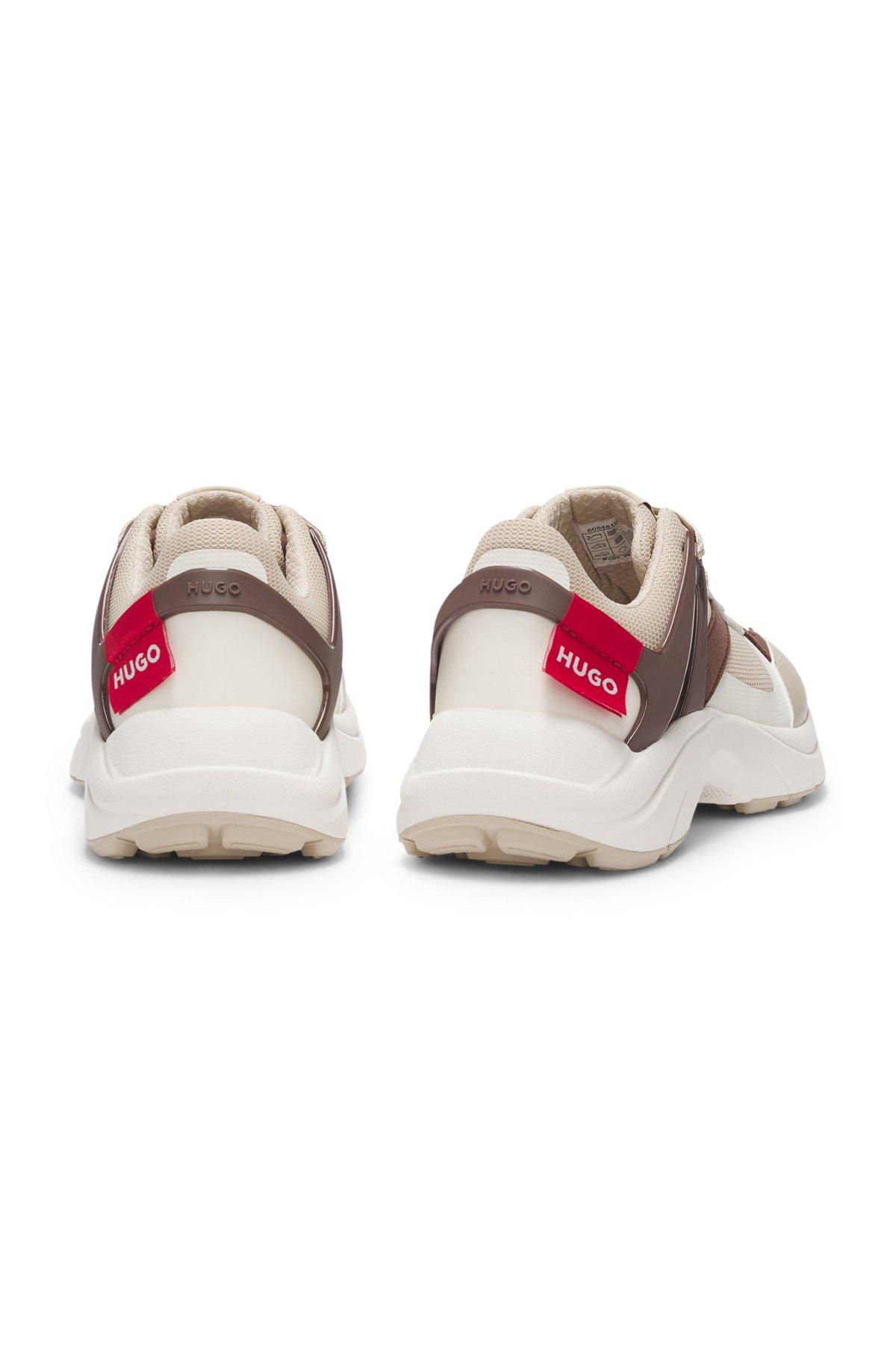 HUGO - Logo-backtab trainers with mesh details - Light Beige Product Image