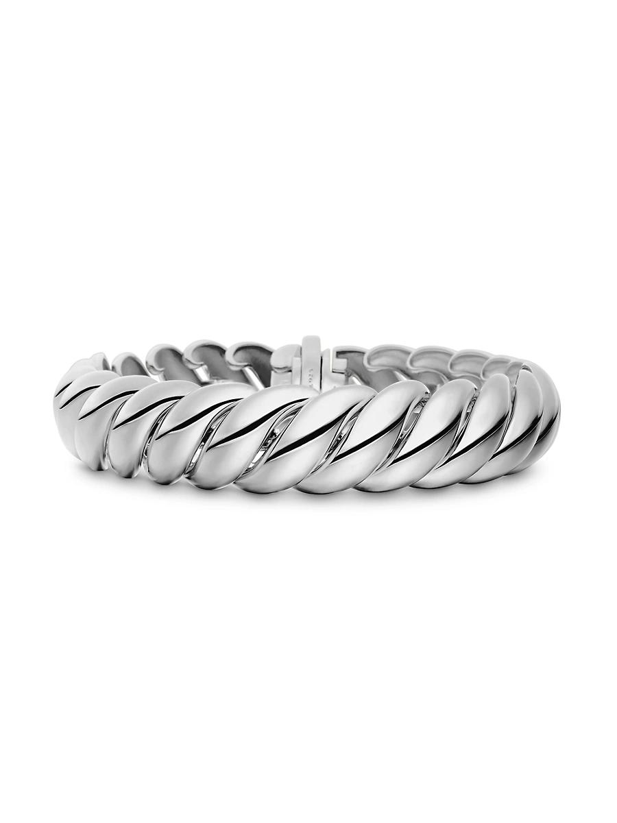 Womens Sculpted Cable Bracelet in Sterling Silver Product Image