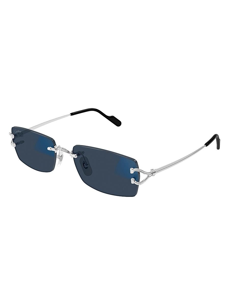 Men's Square Rimless Metal Sunglasses Product Image