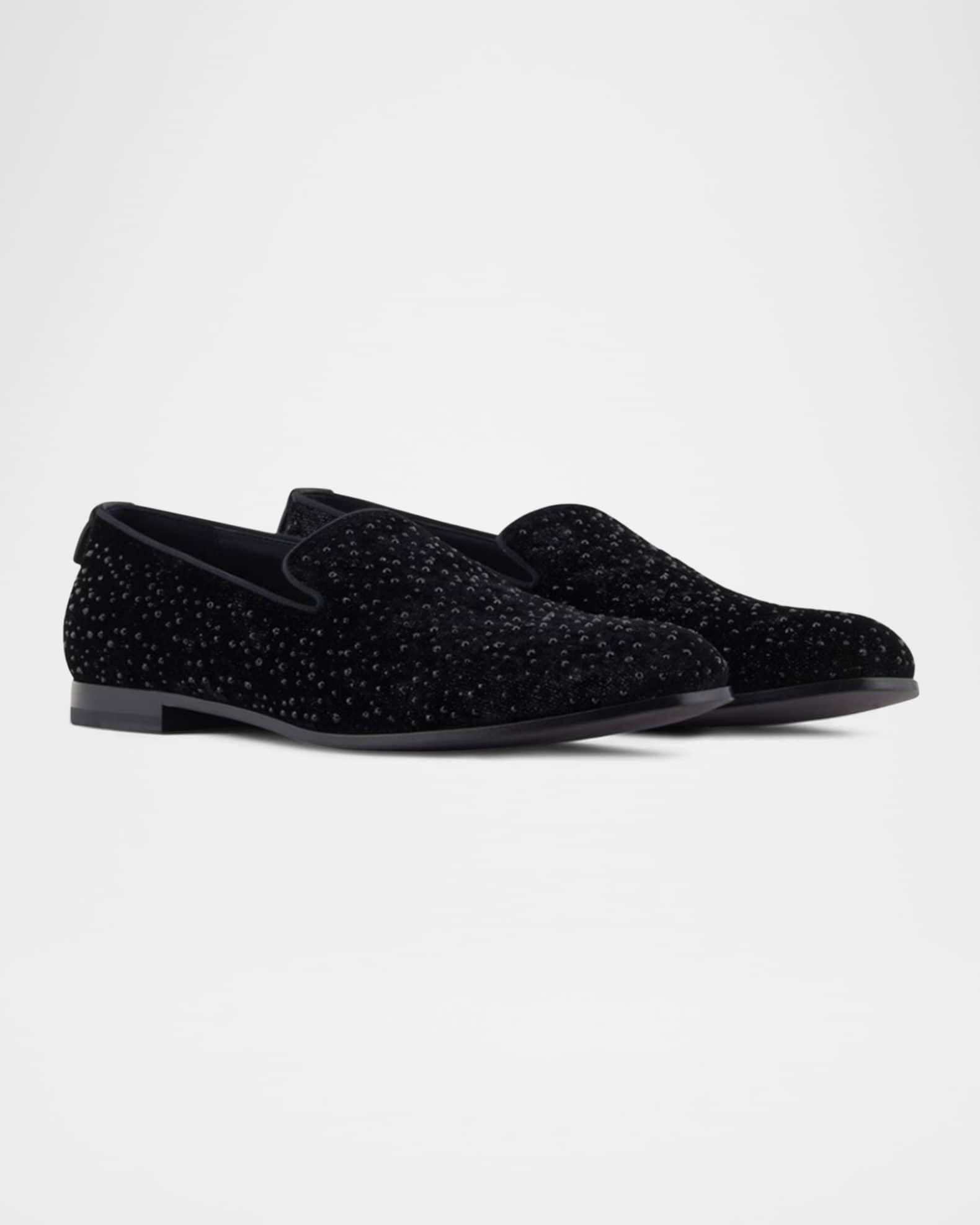 Men's Velvet Studded Loafers Product Image