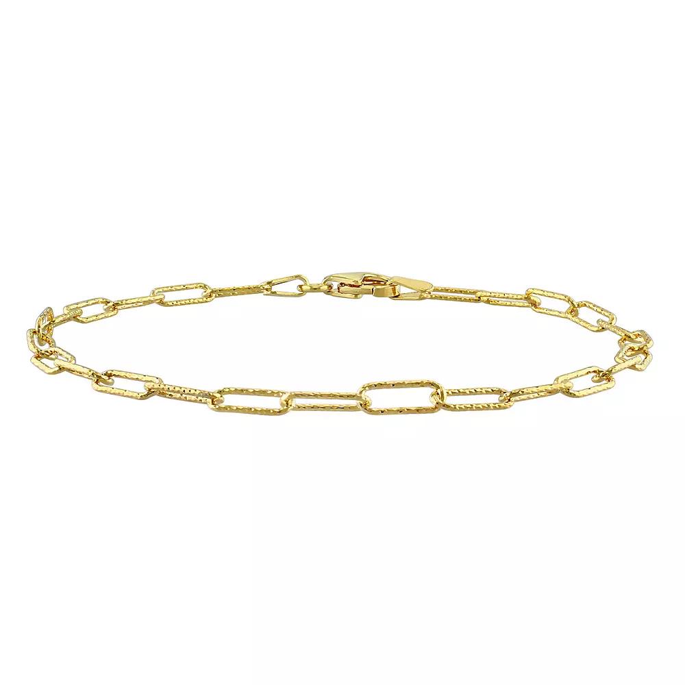 Stella Grace 18k Gold Over Silver Fancy Paper Clip Link Chain Bracelet, Women's, Size: 7", Gold Tone Product Image