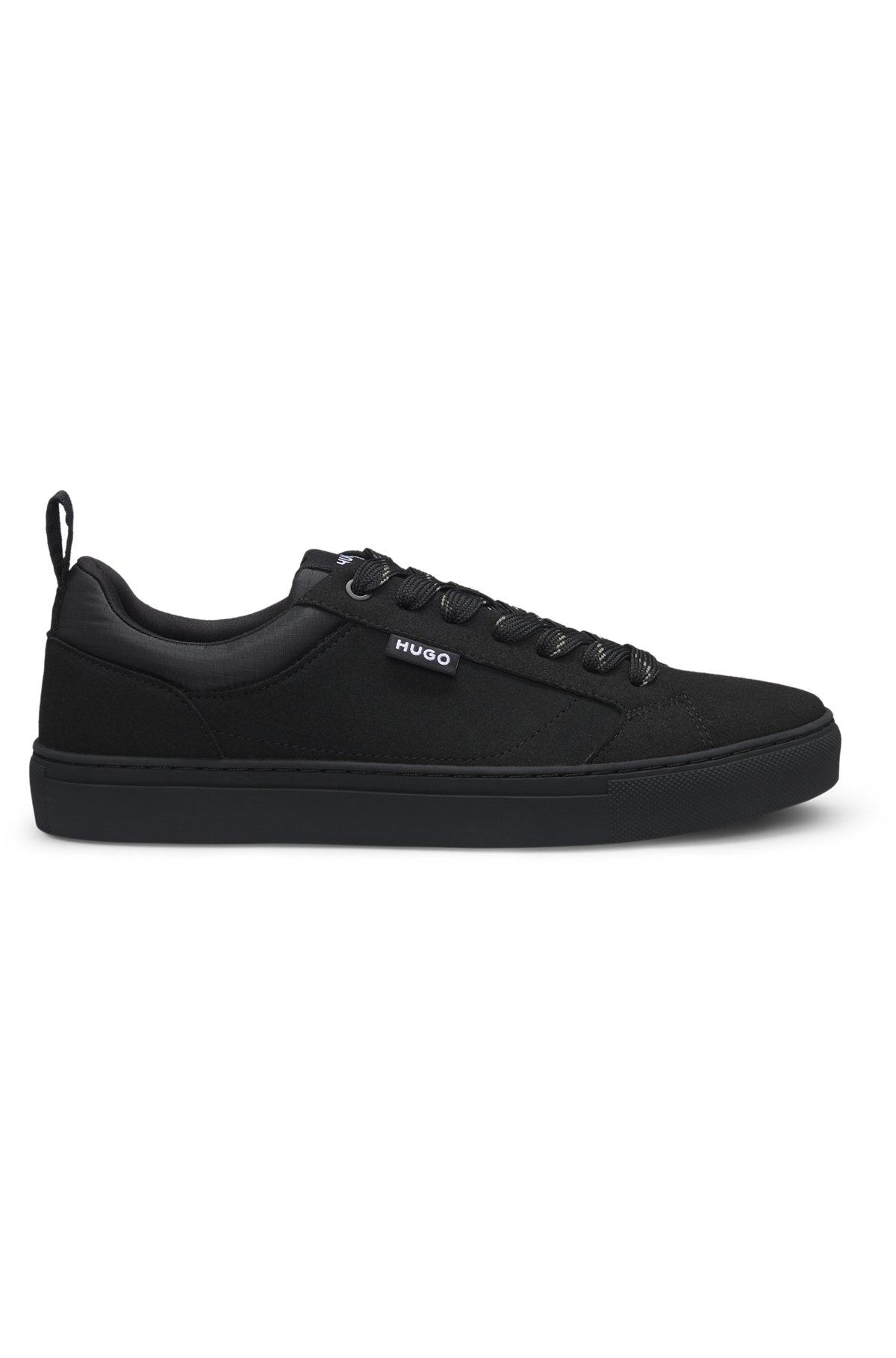 HUGO - Low-top trainers in faux suede - Black Product Image