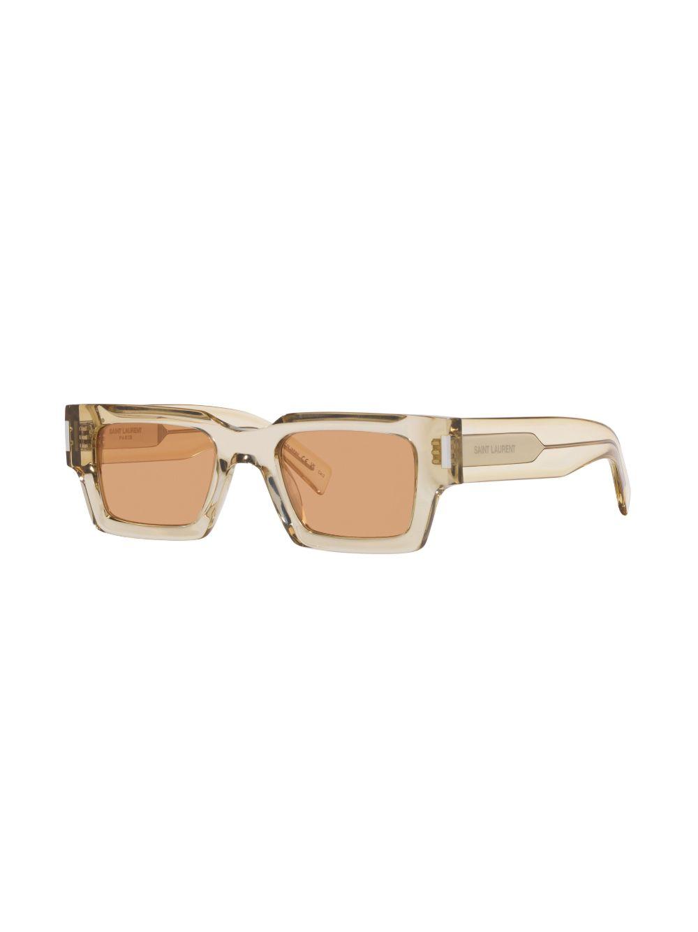 SAINT LAURENT Womens Yellow Ys000468 Rectangle-frame Acetate Sunglasses In Beige Product Image