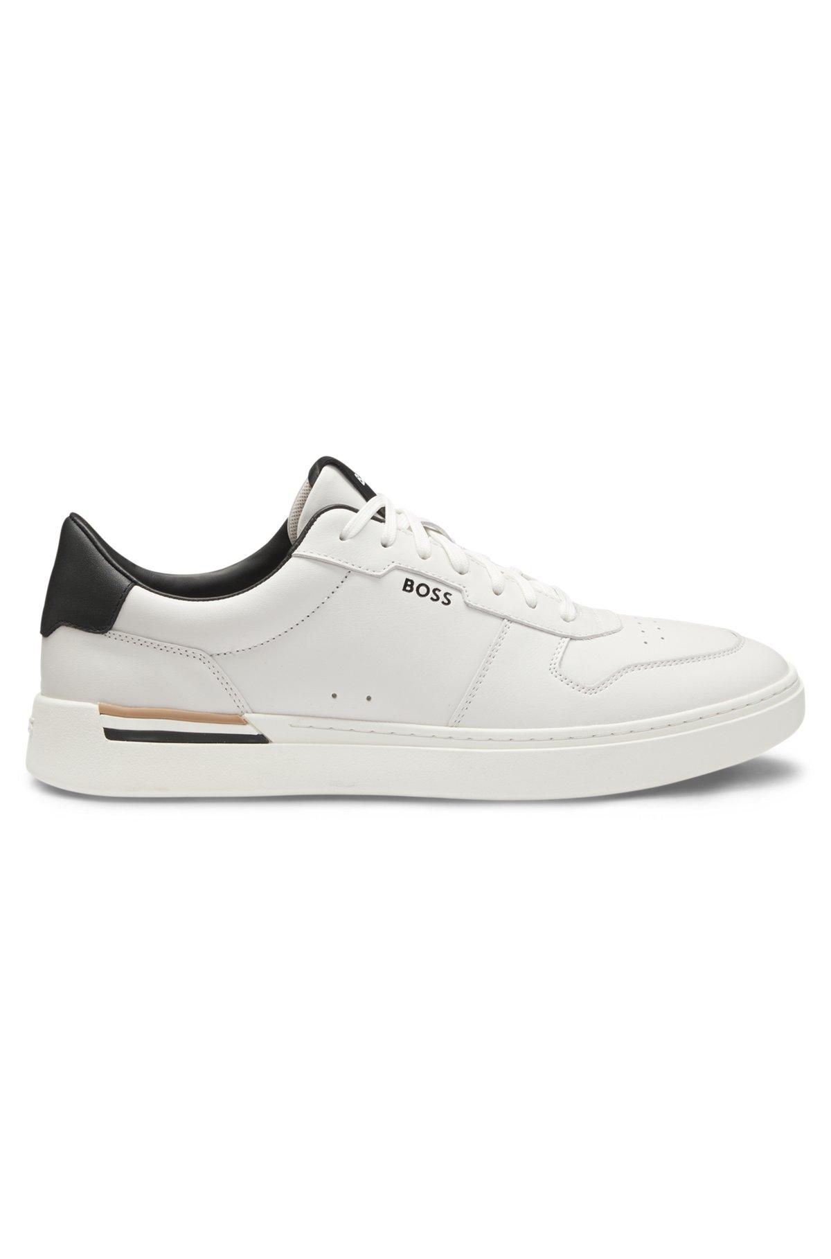 Leather trainers with logo details Product Image