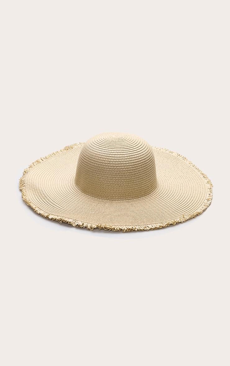 Natural Raffia Frayed Edge Circular Sun Hat Product Image