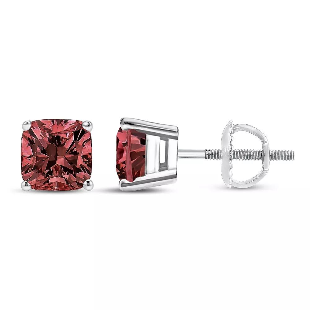 Haus of Brilliance 14k White Gold 1 1/2 Carat T.W. Lab-Grown Pink Diamond Solitaire Stud Earrings, Women's Product Image