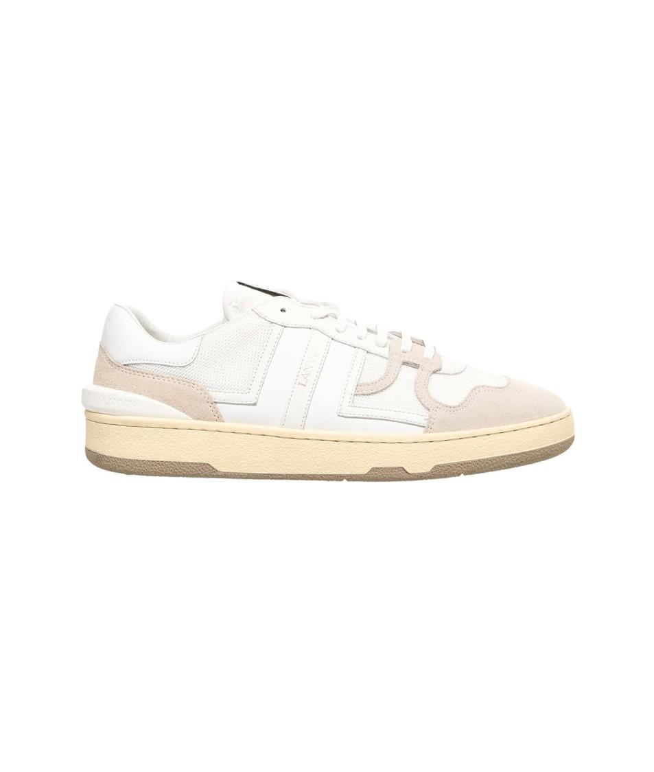 LANVIN Mesh And Leather Clay Sneakers With In White Product Image