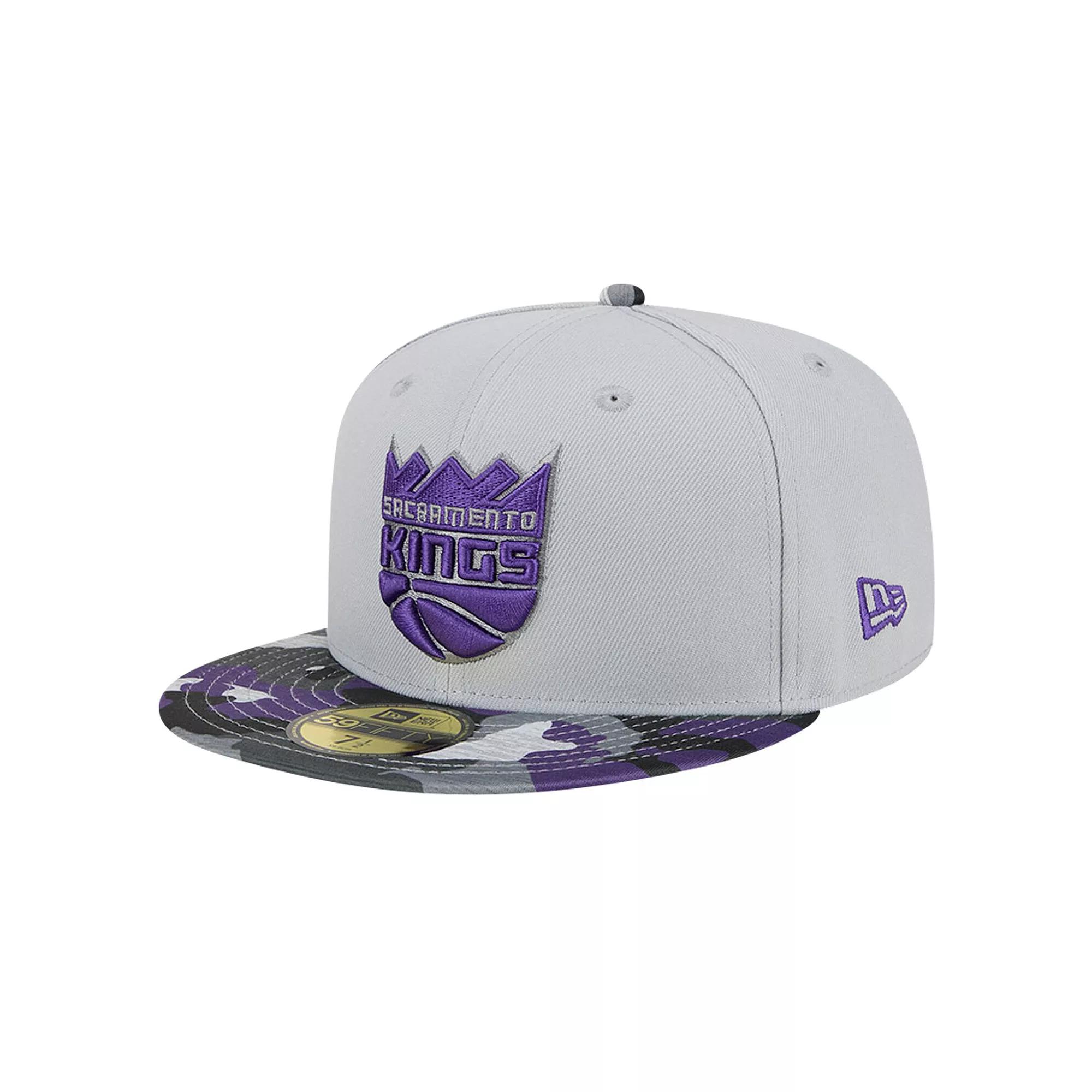 Men's New Era Gray Sacramento Kings Active Color Camo Visor 59FIFTY Fitted Hat,  Product Image