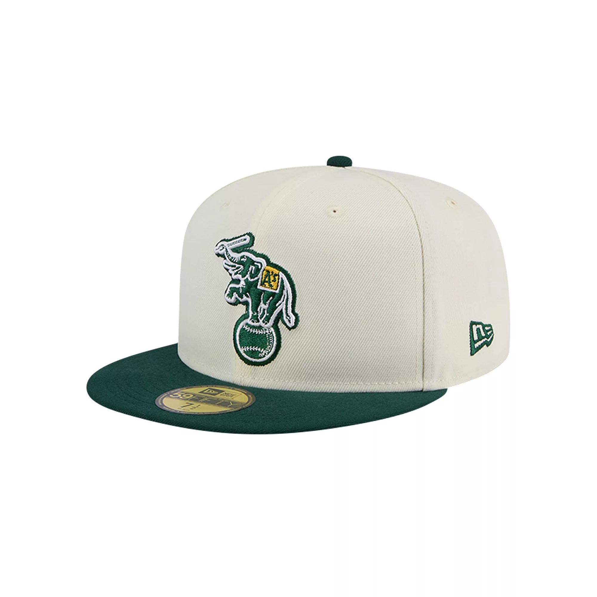 Men's New Era Cream Oakland Athletics Cooperstown Collection Chrome 59FIFTY Fitted Hat, Size: 7 3/4, Beige Product Image