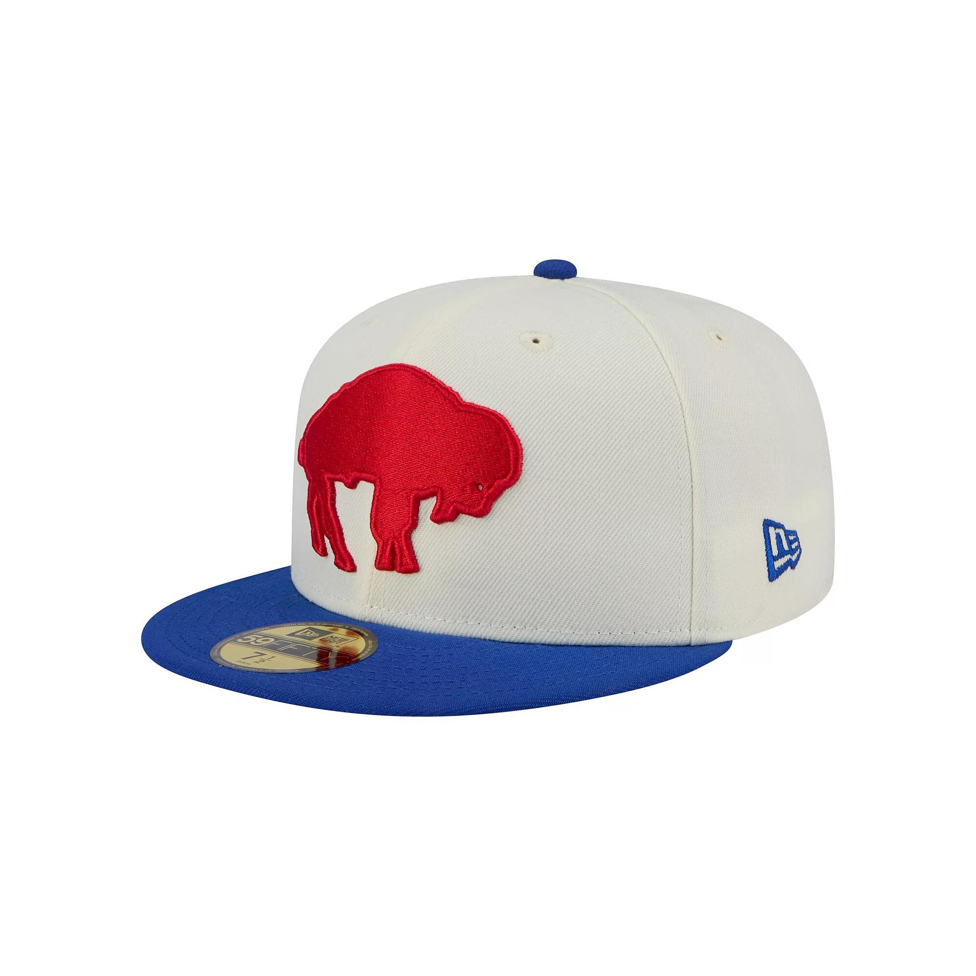 Men's New Era  White/Royal Buffalo Bills Throwback Main 59FIFTY Fitted Hat, Size: 8 Product Image