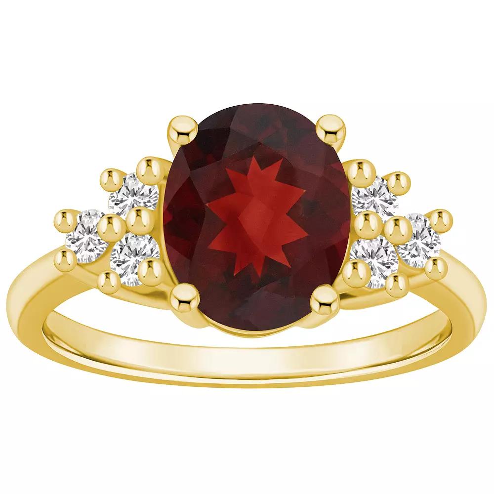 Alyson Layne 14k Gold Oval Garnet & 1/3 Carat T.W. Diamond Ring, Women's, Size: 10 Product Image