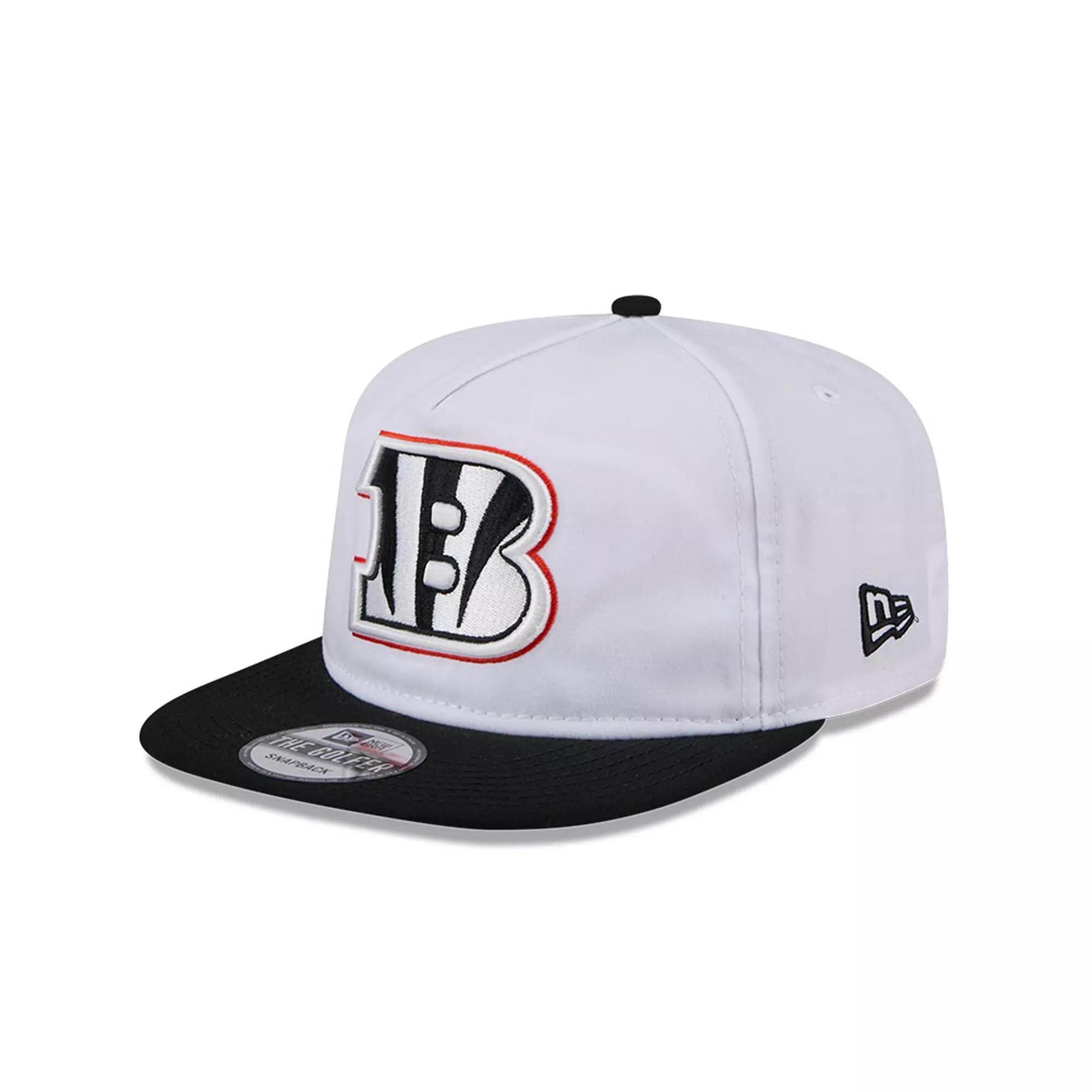 Men's New Era White/Black Cincinnati Bengals 2024 NFL Training Camp Golfer Snapback Hat Product Image