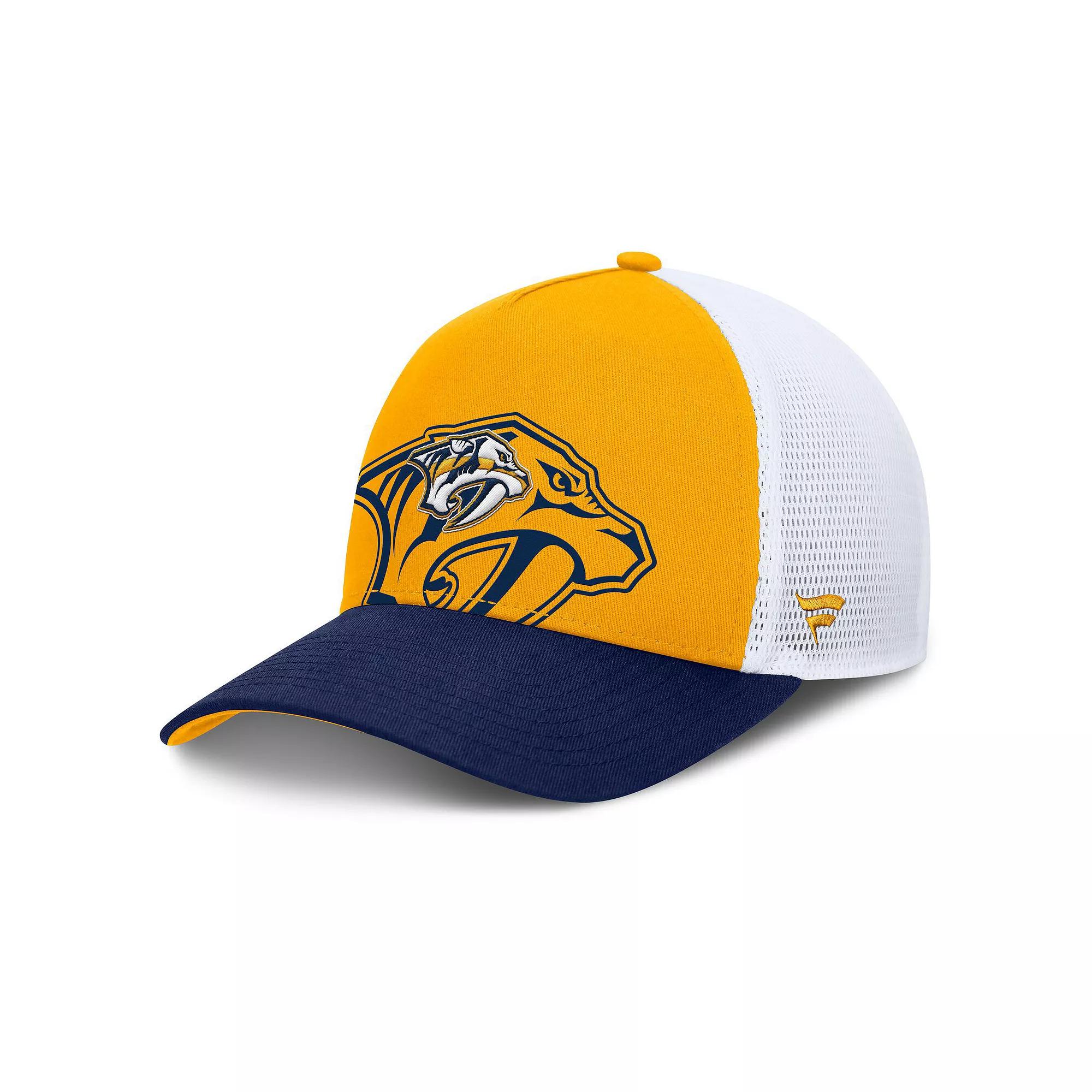 Men's Fanatics Gold/Navy Nashville Predators Authentic Pro A-Frame Rink Adjustable Hat, Pdt Gold Product Image