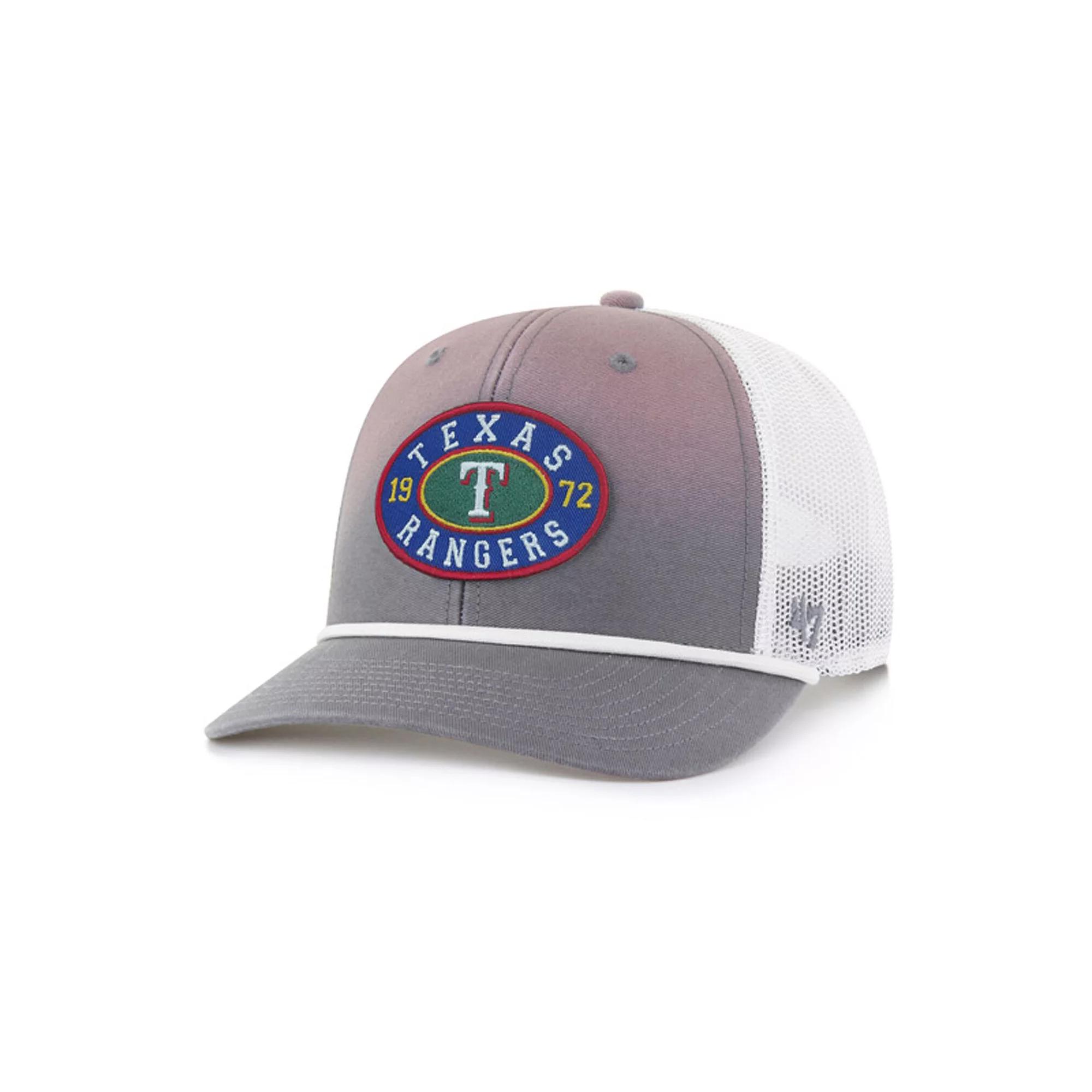 Men's '47 Gray/White Texas Rangers Tide Sweep Rope Trucker Adjustable Hat, Grey Product Image