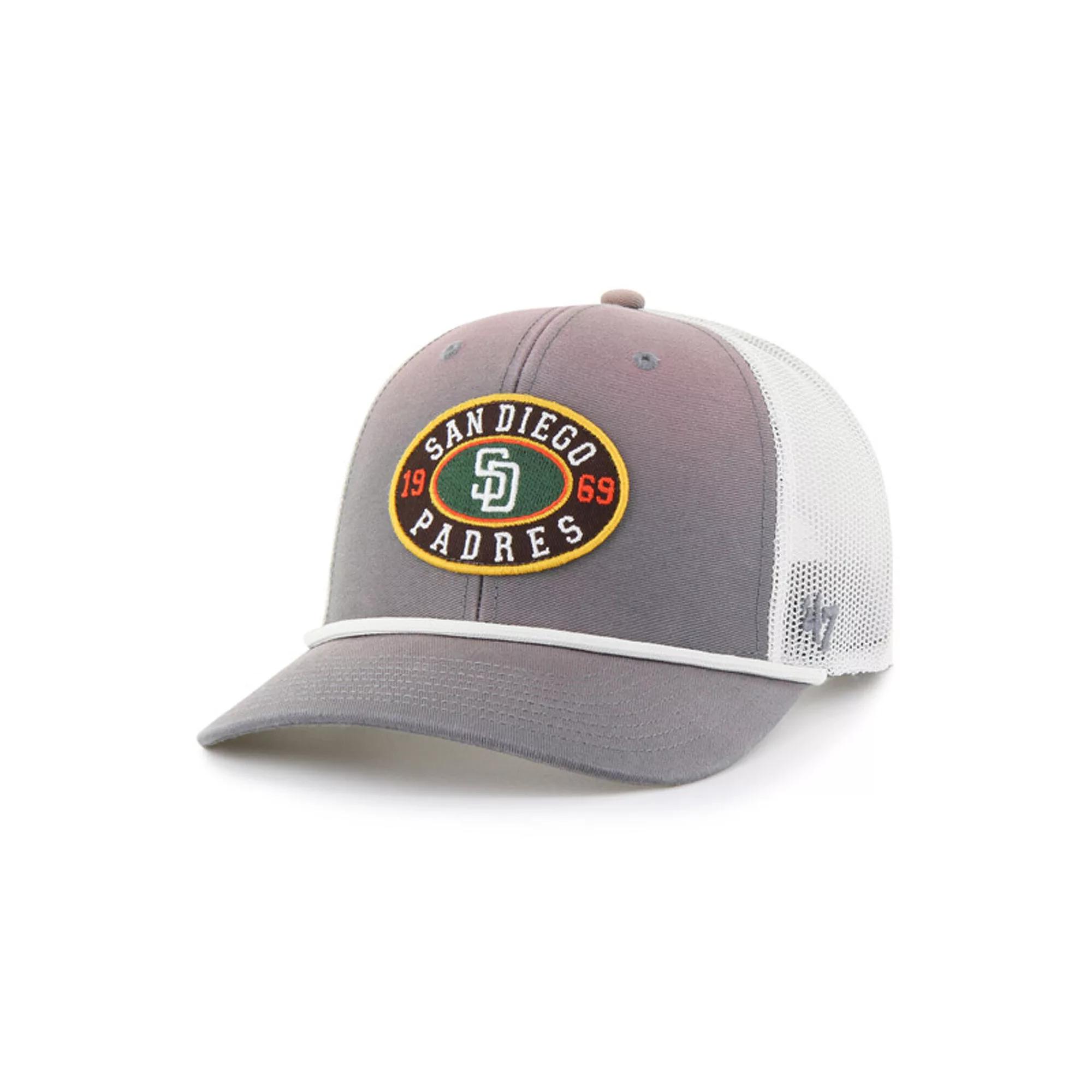 Men's '47 Gray/White San Diego Padres Tide Sweep Rope Trucker Adjustable Hat, Grey Product Image